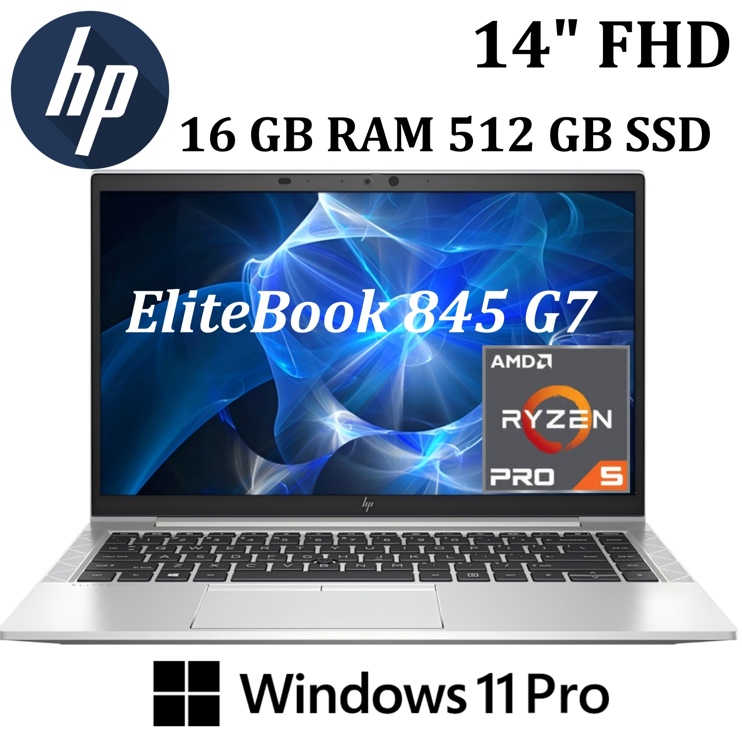 845 G7 14" Fhd, 3 Pro 4450u / 5 Pro 4650u, 8 Gb / 16 Gb , 256 Gb / 512 Gb Ssd, Us Keyboard (), Pro