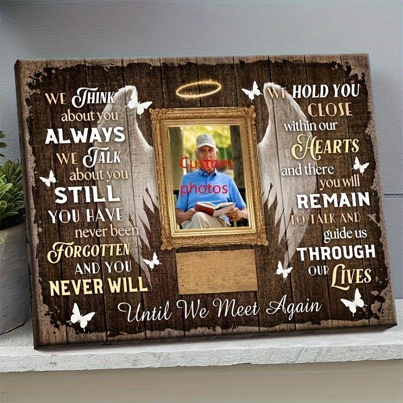 TEMU 1pc Of 2d Flat Customizable Commemorative Canvas Wall Art, A Personalized Condolence Gift, A Piece With " Again, " A Framed Canvas Painting With