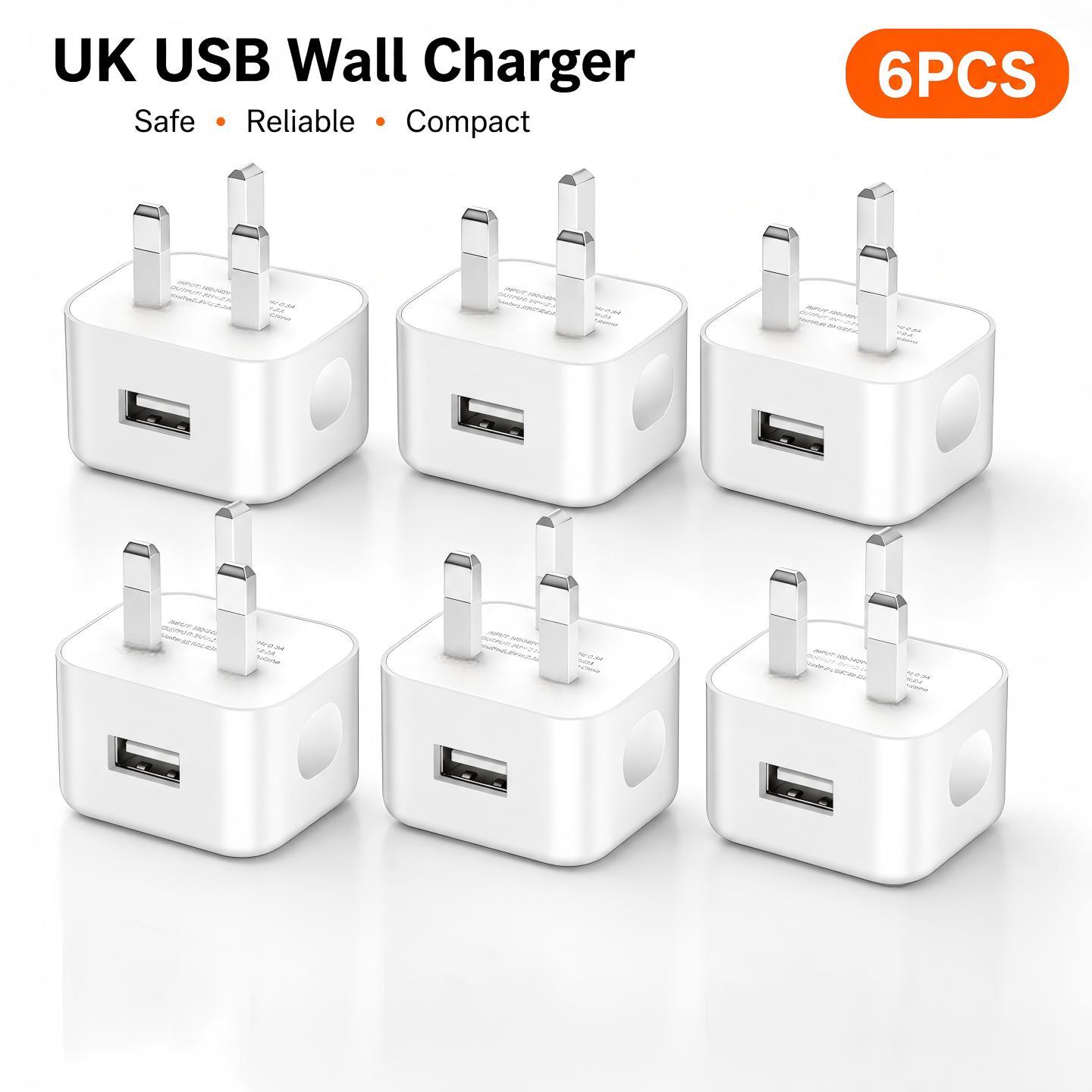 6 pack   pin usb wall charger mains adapter for phones tablets