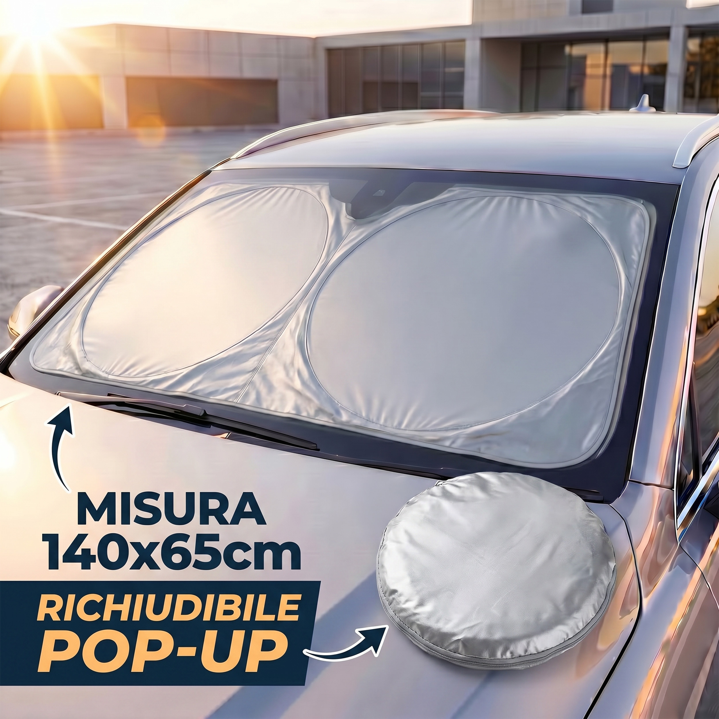 TEMU Parasole Auto Parabrezza 140x65cm, Pieghevole e Portabile Anteriore Parasole Isolamento Termico e Protezione UV Auto Accessori