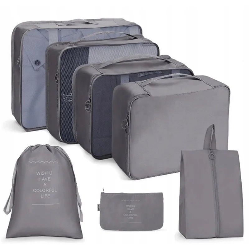 TEMU Set da viaggio di grande capacit�, 7 pezzi, borsa per vestiti, per imballaggio e sacchetti di stoccaggio in nylon, per vestiti, pantaloni,