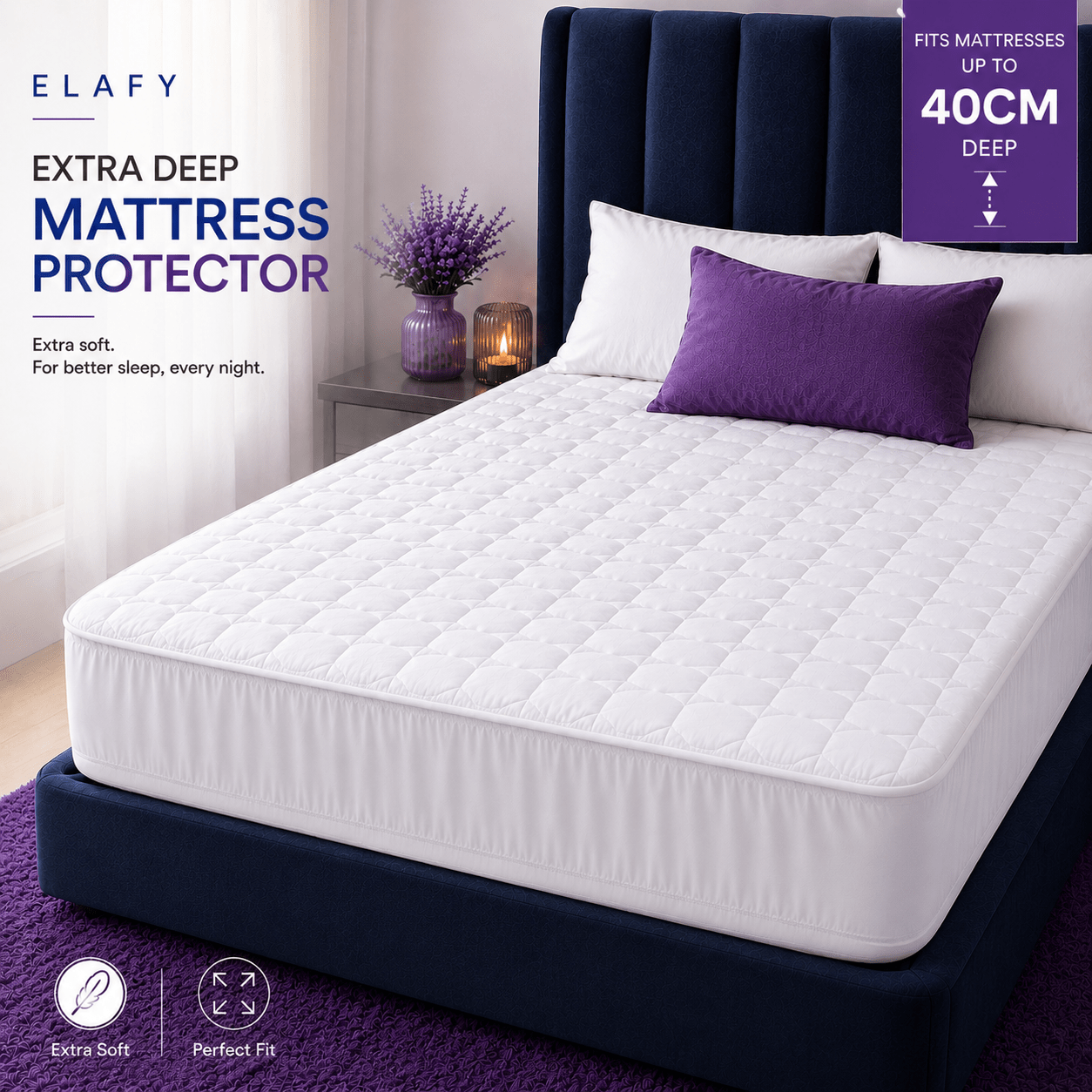   quilted extra deep quilted mattress protector fitted bed sheet cover topper bedding fits   30cm deep mattress