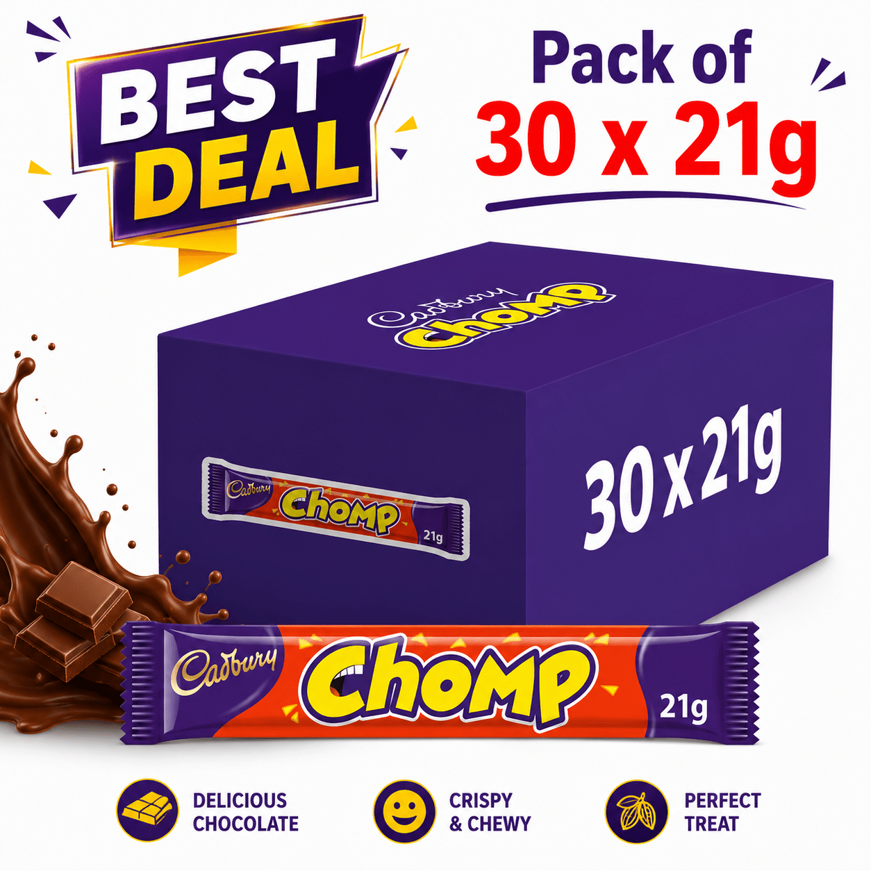 TEMU Cadbury Chomp Chocolate Bar Pack Of 30 X 21g