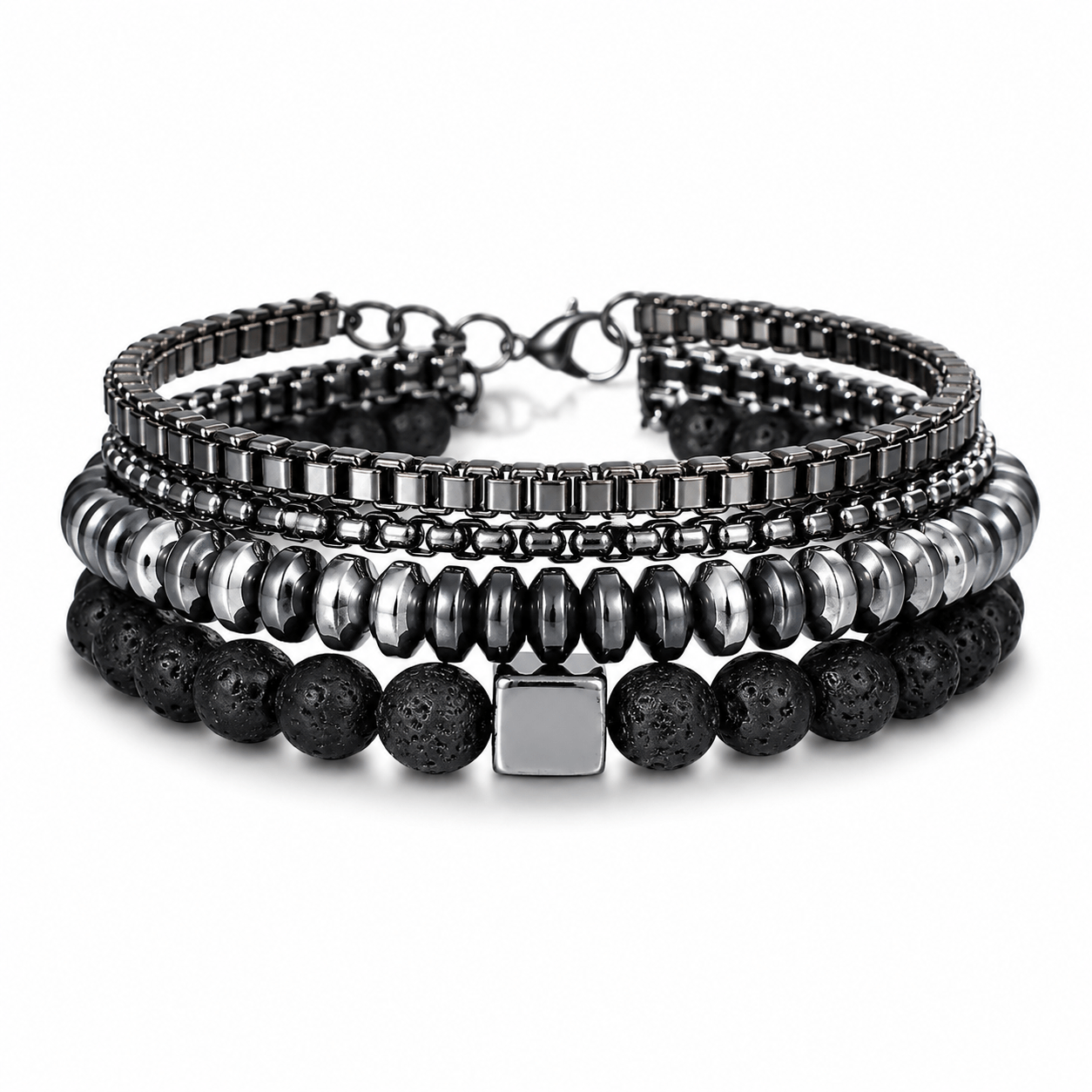 TEMU Men's Bracelet Set – Multi-layered Adjustable Beaded Bracelet, Minimalist Jewelry For Men