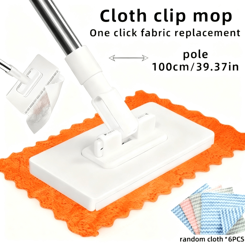 TEMU Hands-free Automatic Mop System Set With Cleaning Cloths Click To Change Cloth, Heavy-duty Abs Structure, Space Saving Design, Compatible With