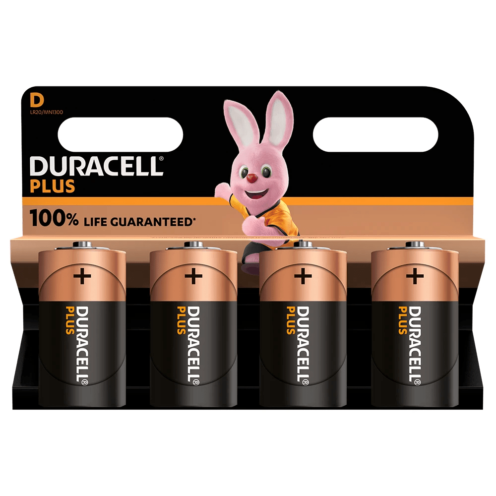 TEMU Duracell Plus D Batteries 4 Pack – Long-lasting Alkaline Power For Torches, Radios & Household Devices