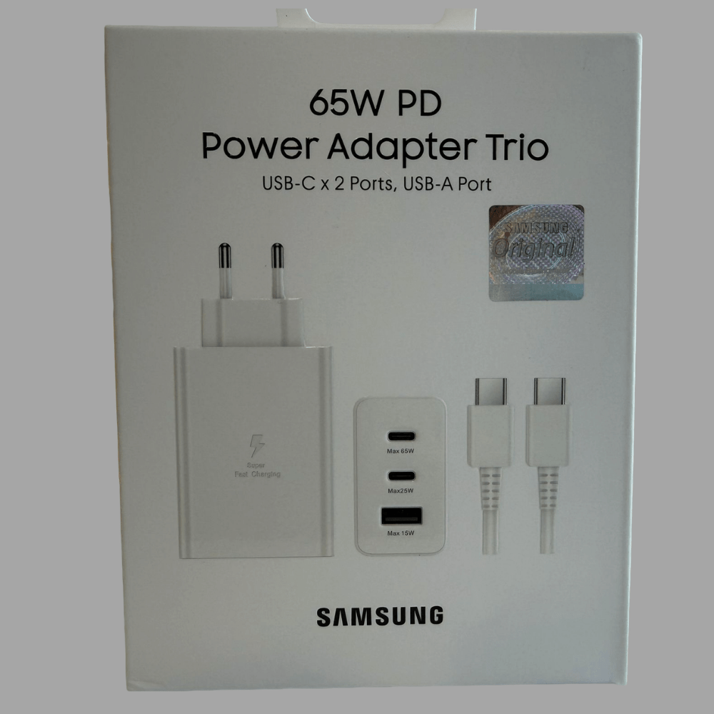 TEMU Adaptador de corriente de pared original Samsung de 65W con de carga rápida triple – Auténtica tecnología de carga súper rápida 2.0 EP-T6530 –