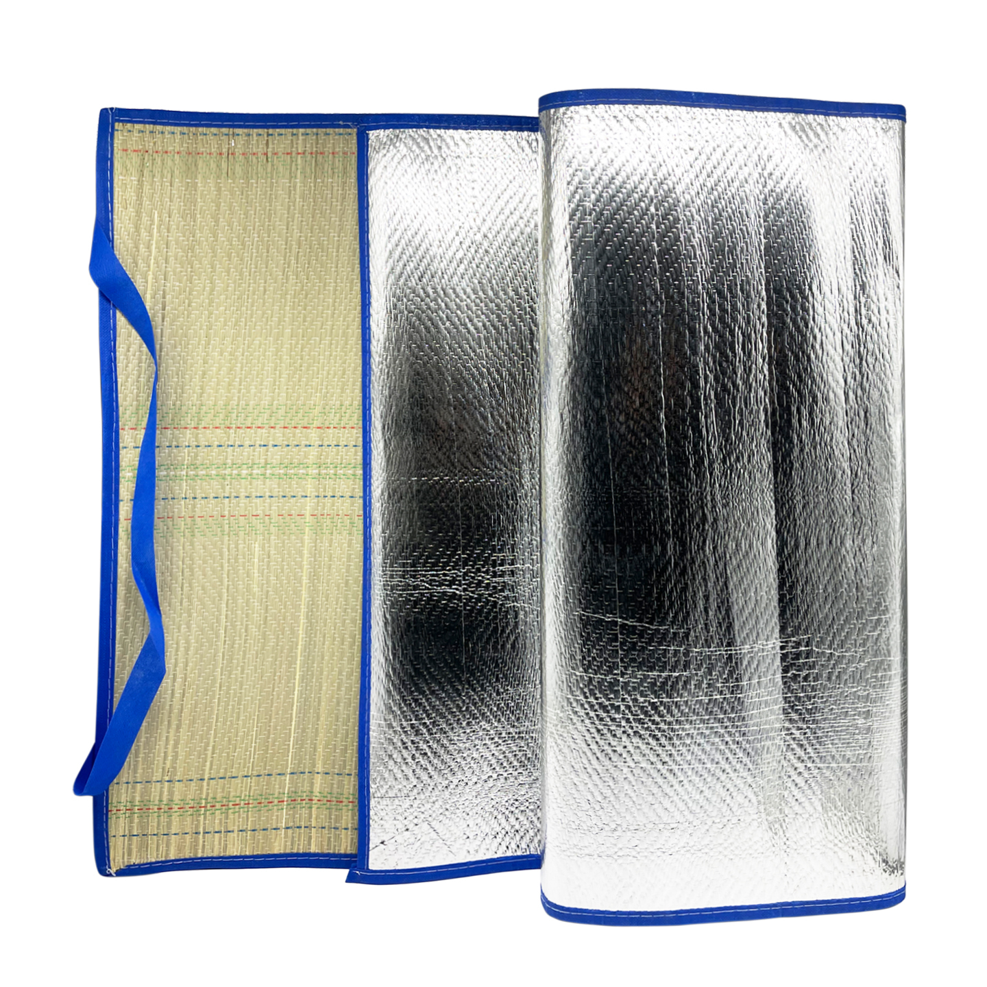 TEMU de playa de paja con respaldo de aluminio / Tapete de picnic cara / Esterilla de playa impermeable / Tapete de paja con forro reflectante / para