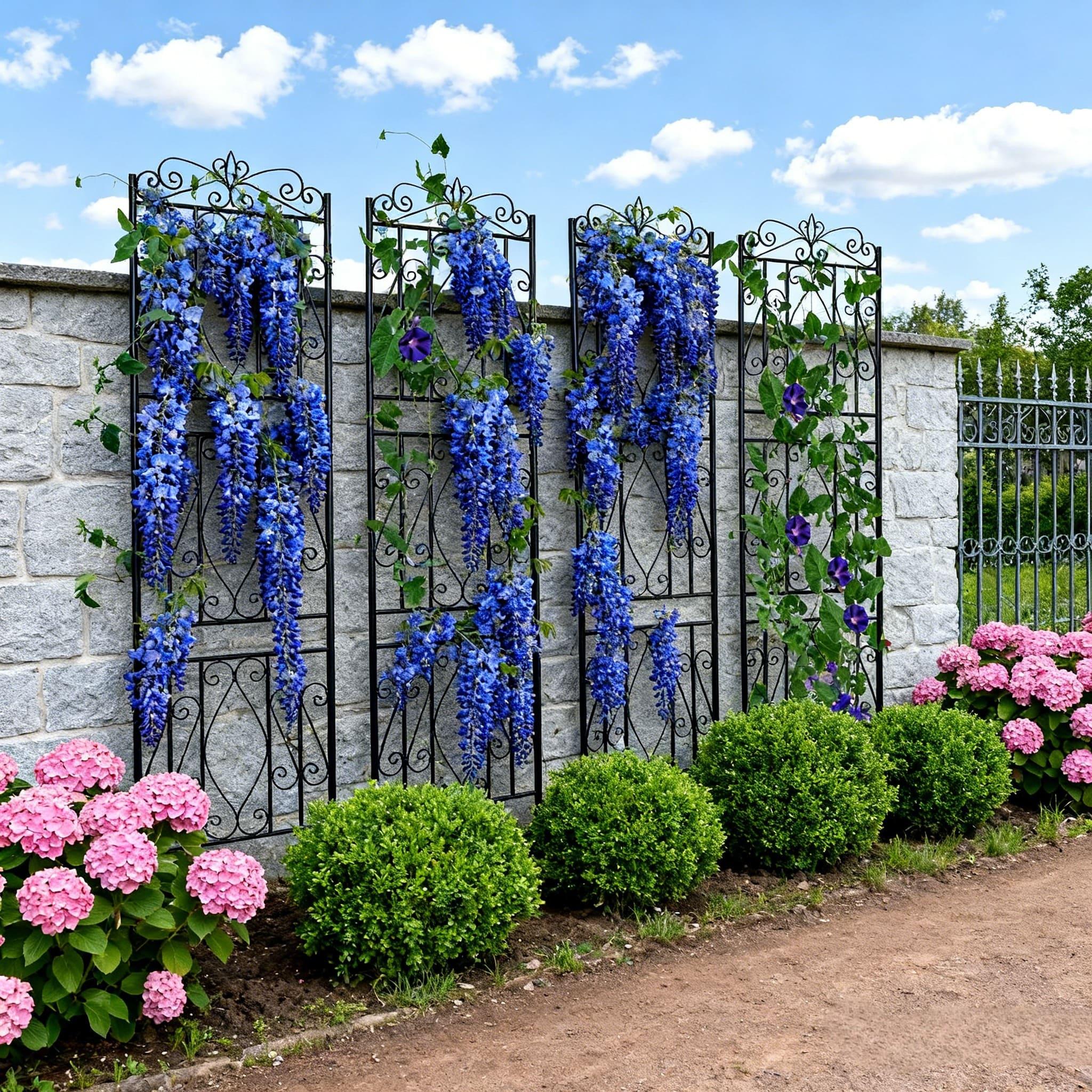 2 Pack 182cm Tall Metal Garden Trellis For Climbing Plants - Anti-rust Metal Climbing Plant Support For Roses, Flowers, Vegetables, Ivy Vines Heavy Duty Garden Fence