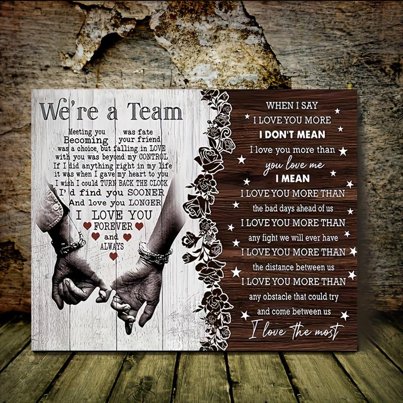 TEMU 2d Flat 1pc Wooden Frame Canvas Painting Couple Mural Wall Art Print, With Frame, Used For Living Room, Bedroom, Office Decoration. When I , A