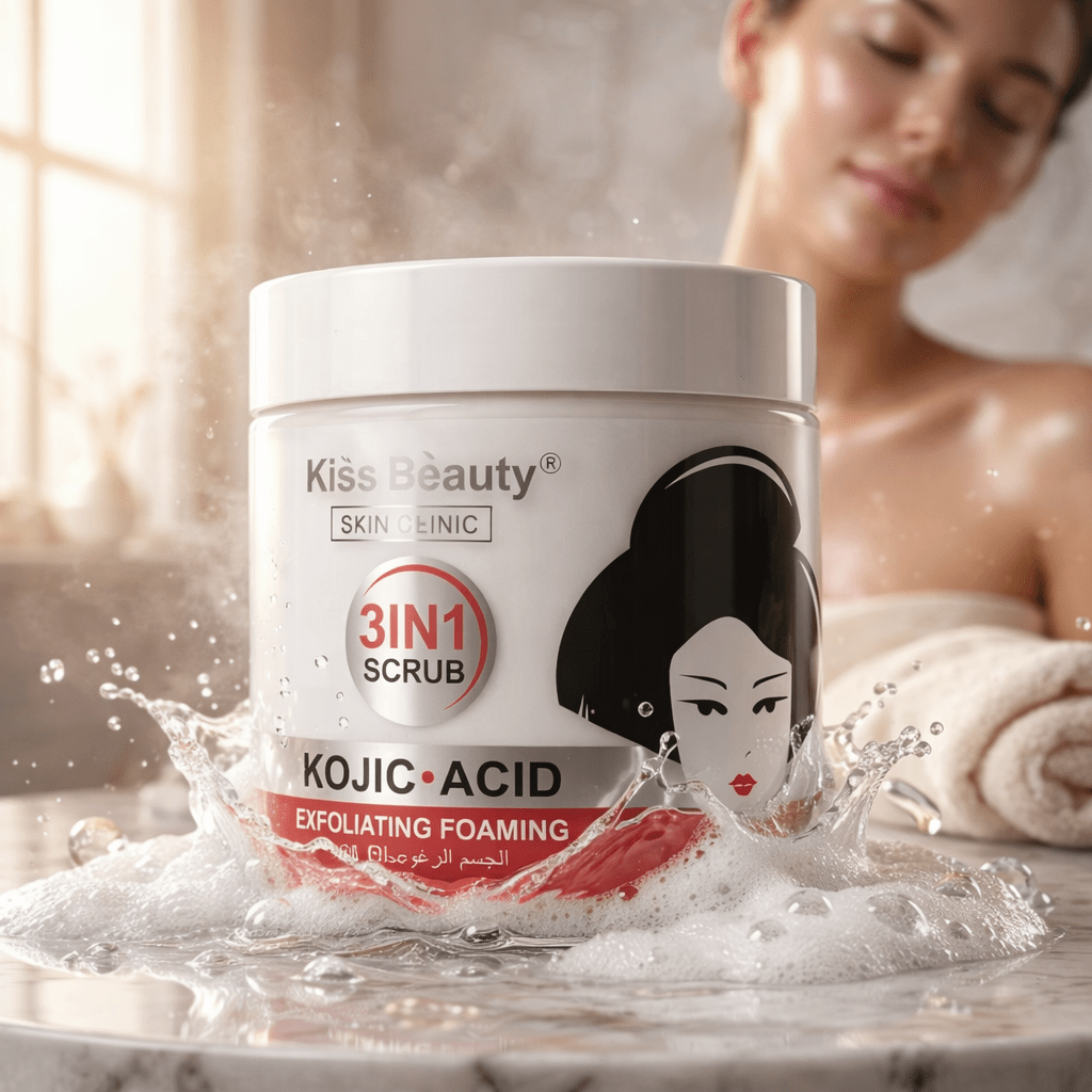 TEMU Exfoliante Corporal con Ácido Kójico 500ml, Scrub Iluminador y Purificante, Limpieza Profunda, Mejora el Tono de la Piel y