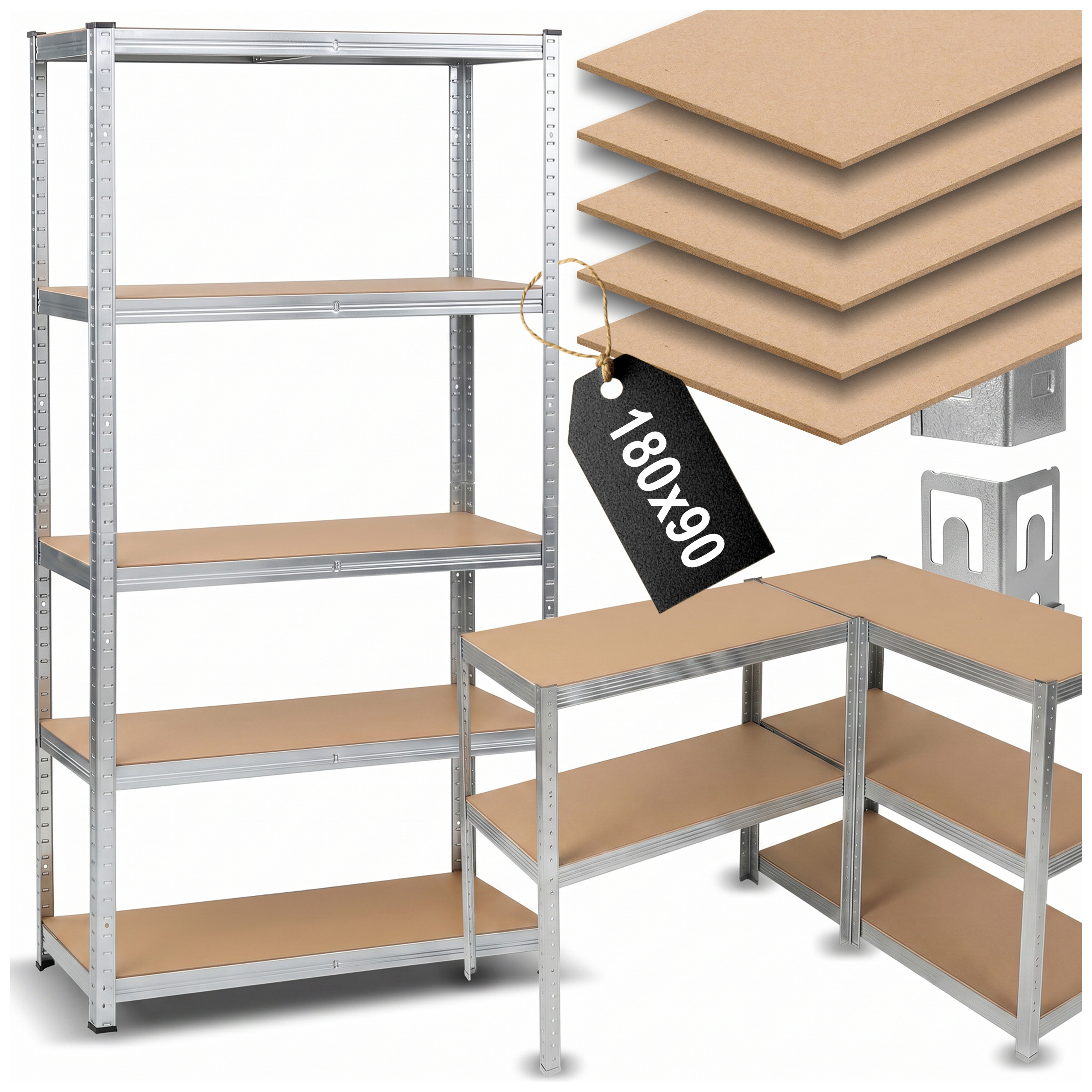 item picture metal warehouse shelf 180x90x40 cm solid and durable garage shelf with a load capacity of up to 875 kg ideal for basement     or pantry made of   andboards it has 5 shelves with adjustable height stable construction ensures   of tools accessories and heavy objects easy assembly without screws practical and durable solution for storage at home and  