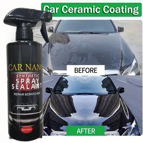 1 bottle 500ml car coating spray high gloss polish wax no water wash wax repellent paint protection polymer texture package
