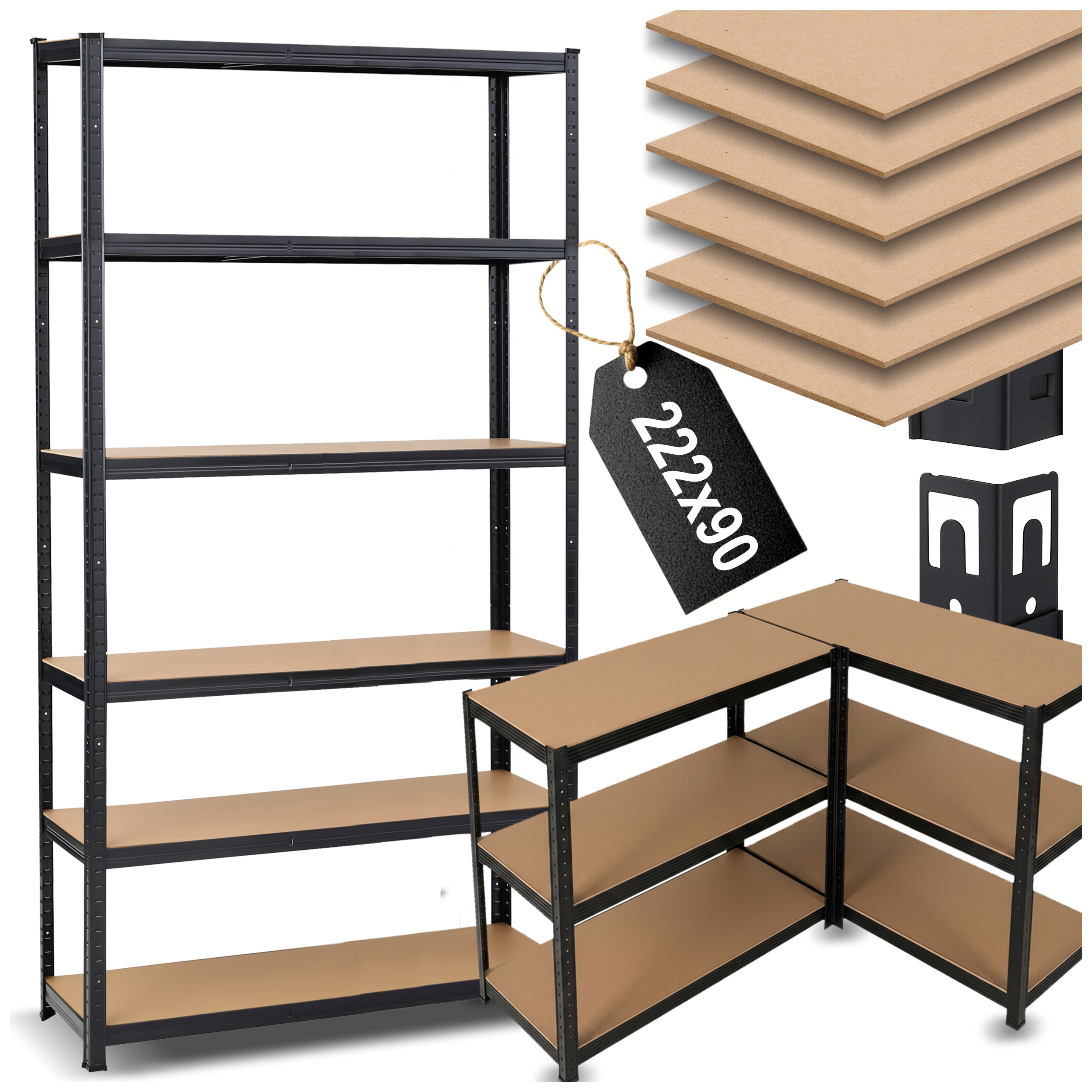 TEMU Étagère de rangement en métal 222x90x40 cm – Étagère de garage robuste et durable avec une de charge allant jusqu'à 1050 kg. Parfaite pour le