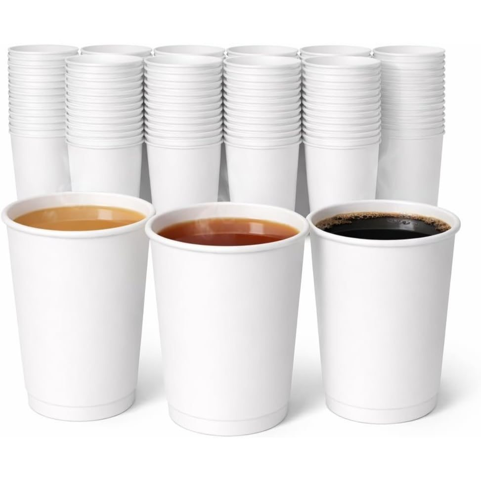 TEMU 1above 50 Pack 12 Oz White Disposable Paper Cups, And Recyclable Hot And Cold Drink Cups, Perfect For Homes And Office