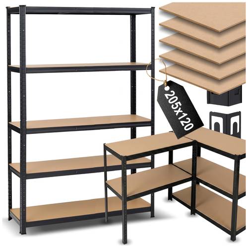 zdjęcie przedmiotu regał magazynowy metalowy 205x120x45 cm – solidny i wytrzymały regał garażowy o nośności do 1000 kg. idealny do piwnicy, warsztatu, magazynu, kotłowni czy spiżarni. wykonany z mocnej stali i płyt mdf, posiada 5 półek z możliwością regulacji wysokości. stabilna konstrukcja zapewnia bezpieczeństwo przechowywania narzędzi, akcesoriów i ciężkich przedmiotów. łatwy montaż bez użycia śrub. praktyczne i trwałe rozwiązanie do przechowywania w domu i firmie.