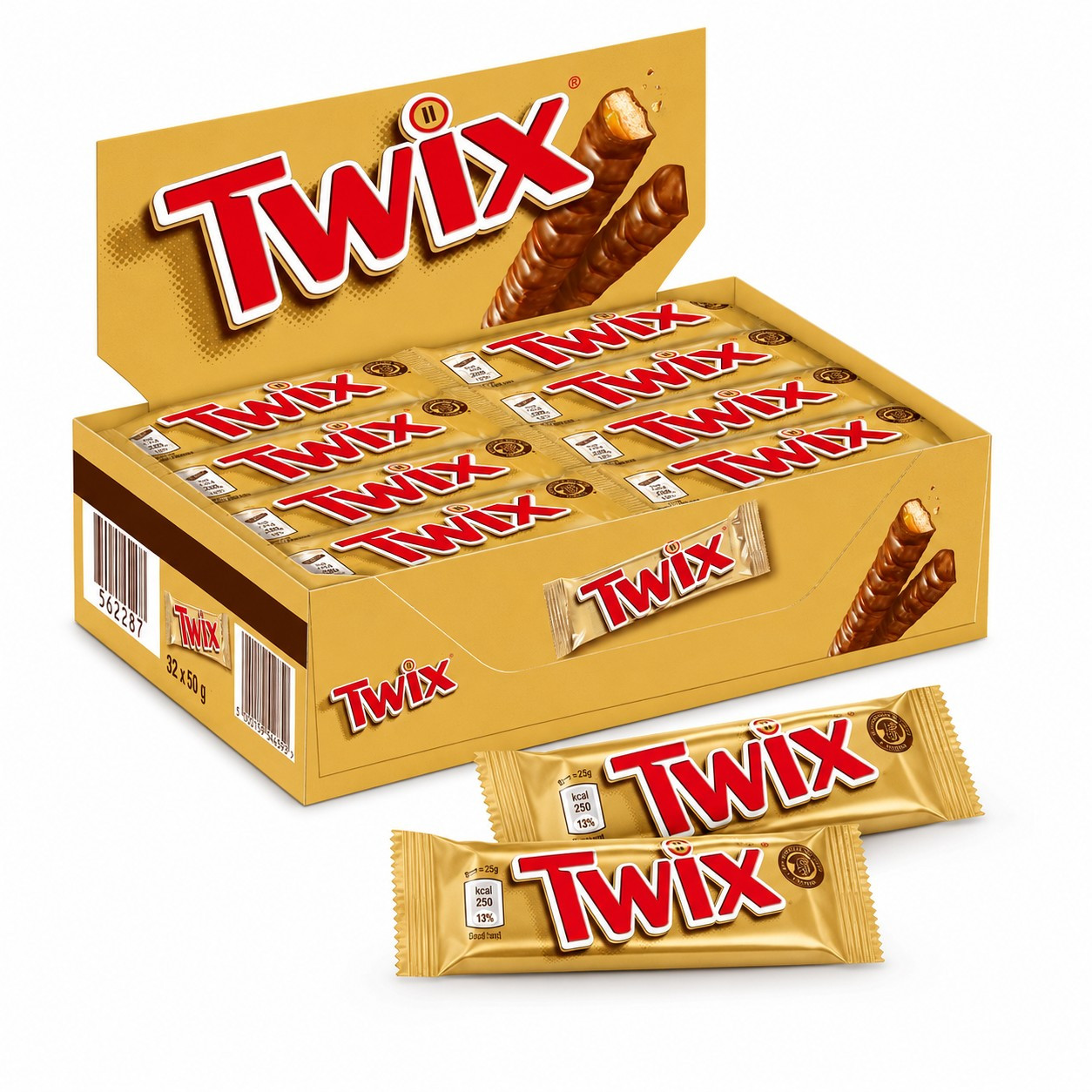 Twix 32pcs Box (32 X 50 G) - Chocolate, Biscuit & Caramel Stock Pack For Office, Party And Home