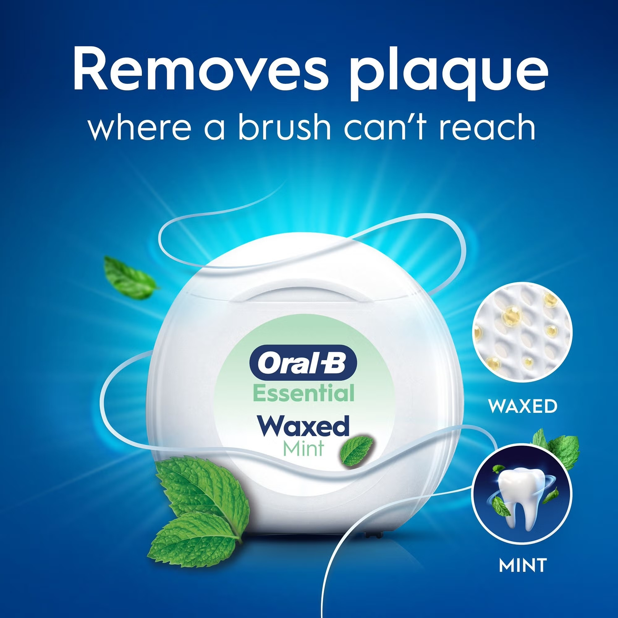 3 x Oral B Essential Mint Waxed Dental Floss, 50m Each