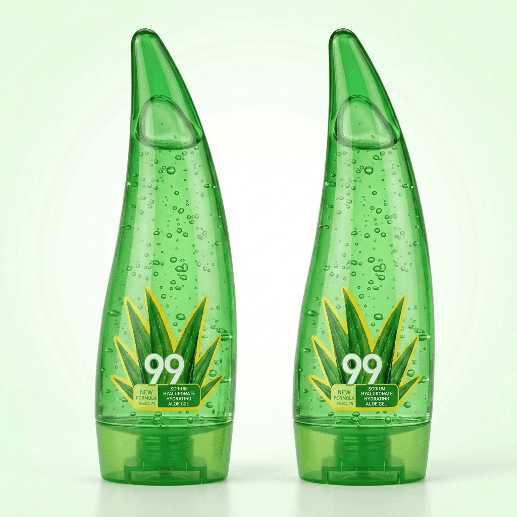 Image of 120g Aloe Vera Gel 99%, Deep Hydrating & Calming Skin Care, Cute Leaf Shaped Bottle, Daily Face Cream & Body Lotion