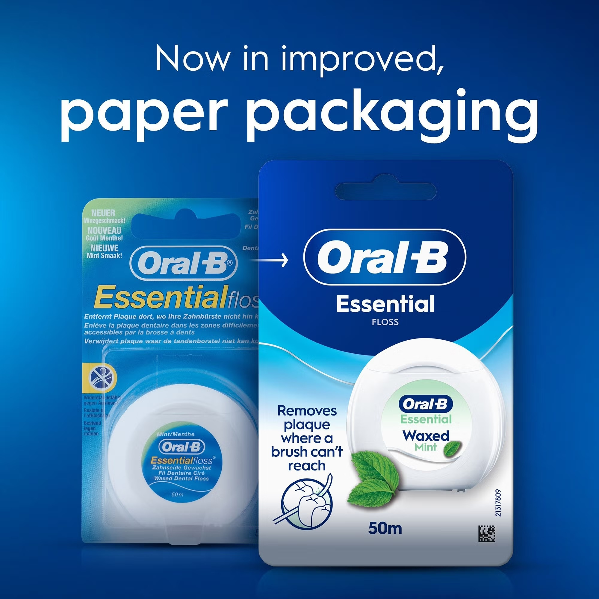 3 x Oral B Essential Mint Waxed Dental Floss, 50m Each