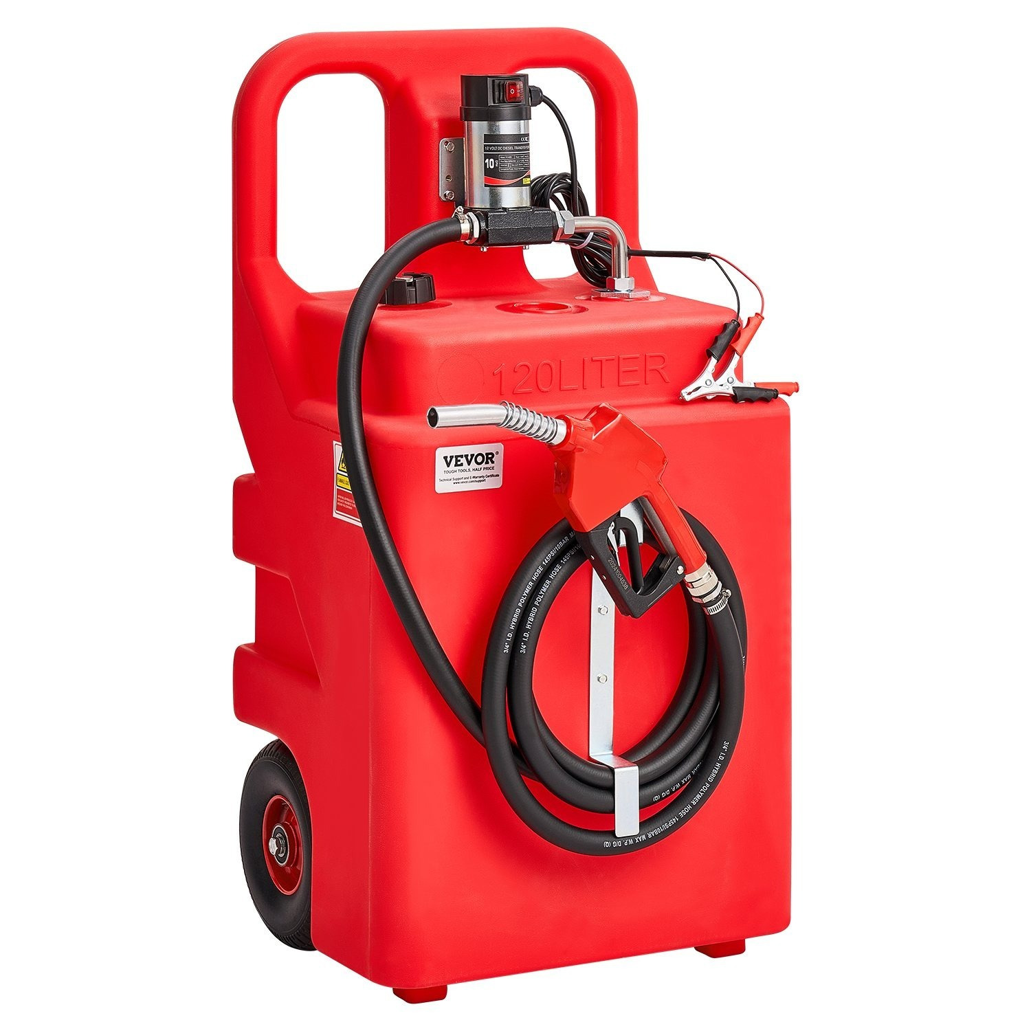 Image of Vevor Transfer Tank, 32 Gallon, Portable Kerosene Tank With 12v 10gpm Electric Transfer Pump, 13 Ft Delivery Hose & Self-sealing Nozzle, Compatible With & Kerosene