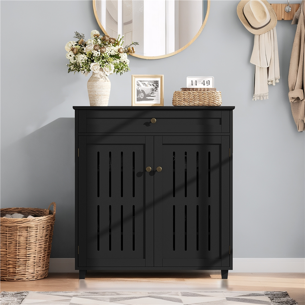 Modern 4-Tier Shoe Cabinet with Drawer, Adjustable Shelves