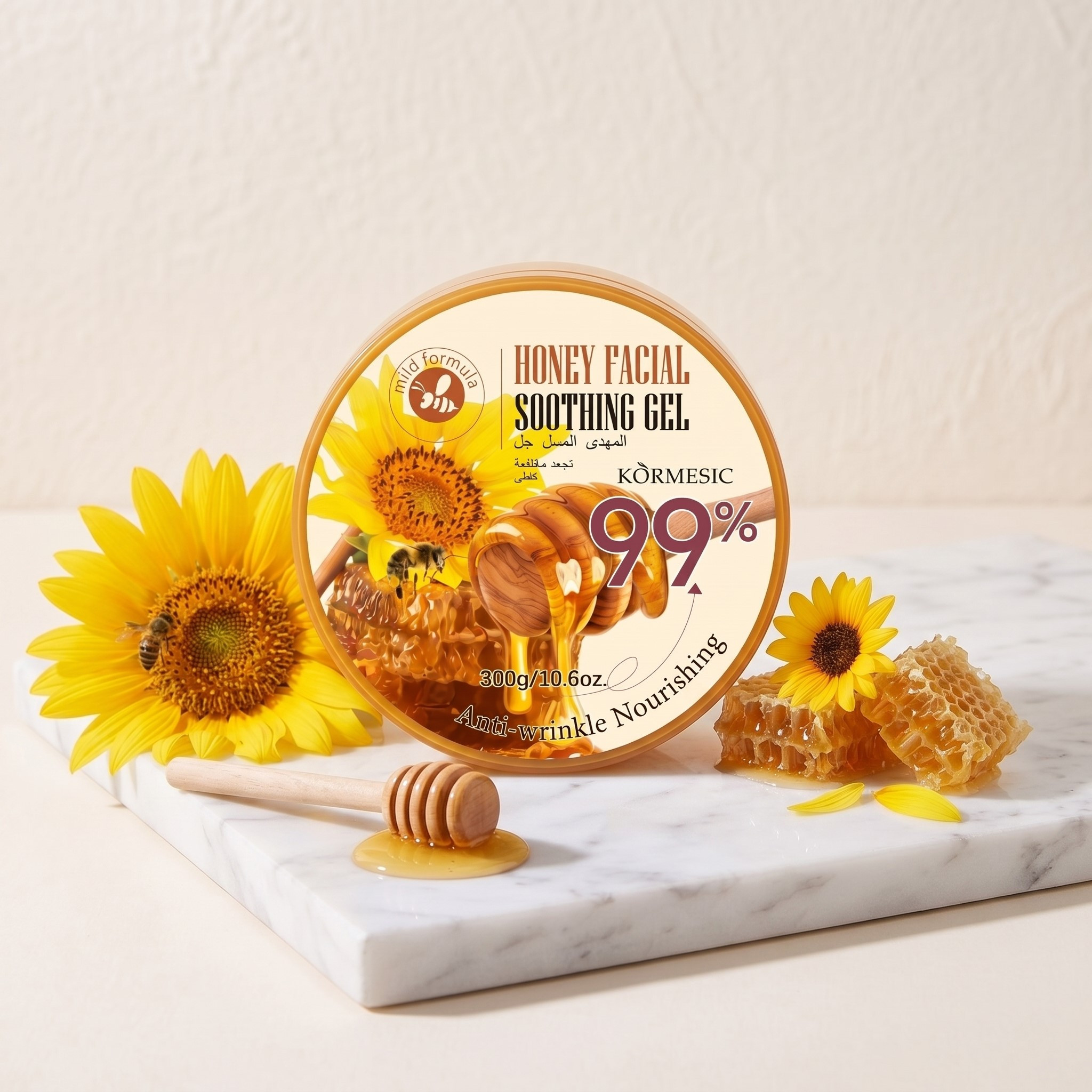 Image of Kormesic 99% Honey Facial Soothing Gel (300g) - High-concentration Nourishing & Smoothing Hydration For Types
