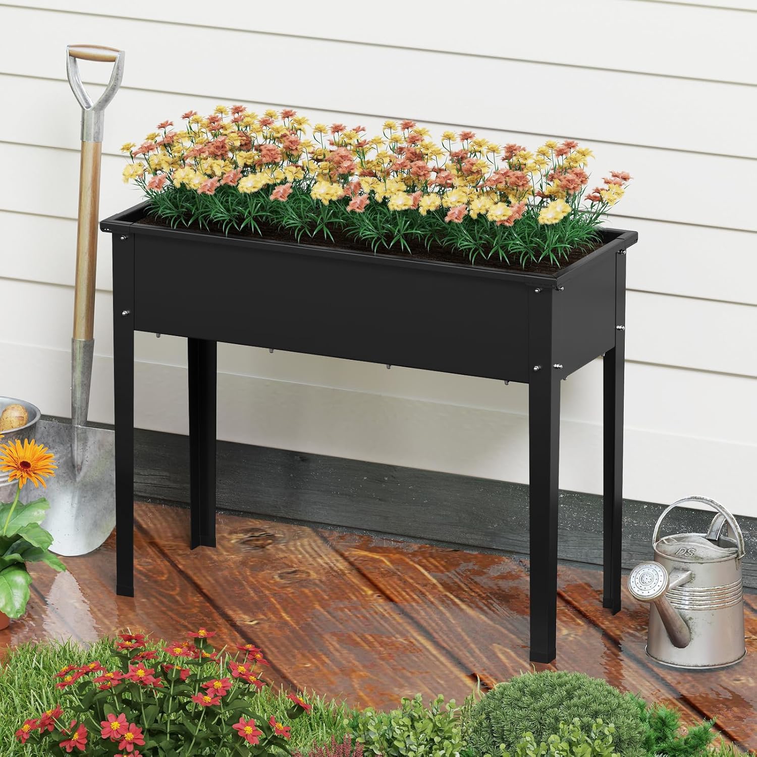 Image of Metal Raised Bed, Raised Garden Bed With Drainage Holes, Plant Box, Flower Box, Bed, Flower Bed, Plant Bed For Garden And Patio (100 X 40 X 80 Cm)