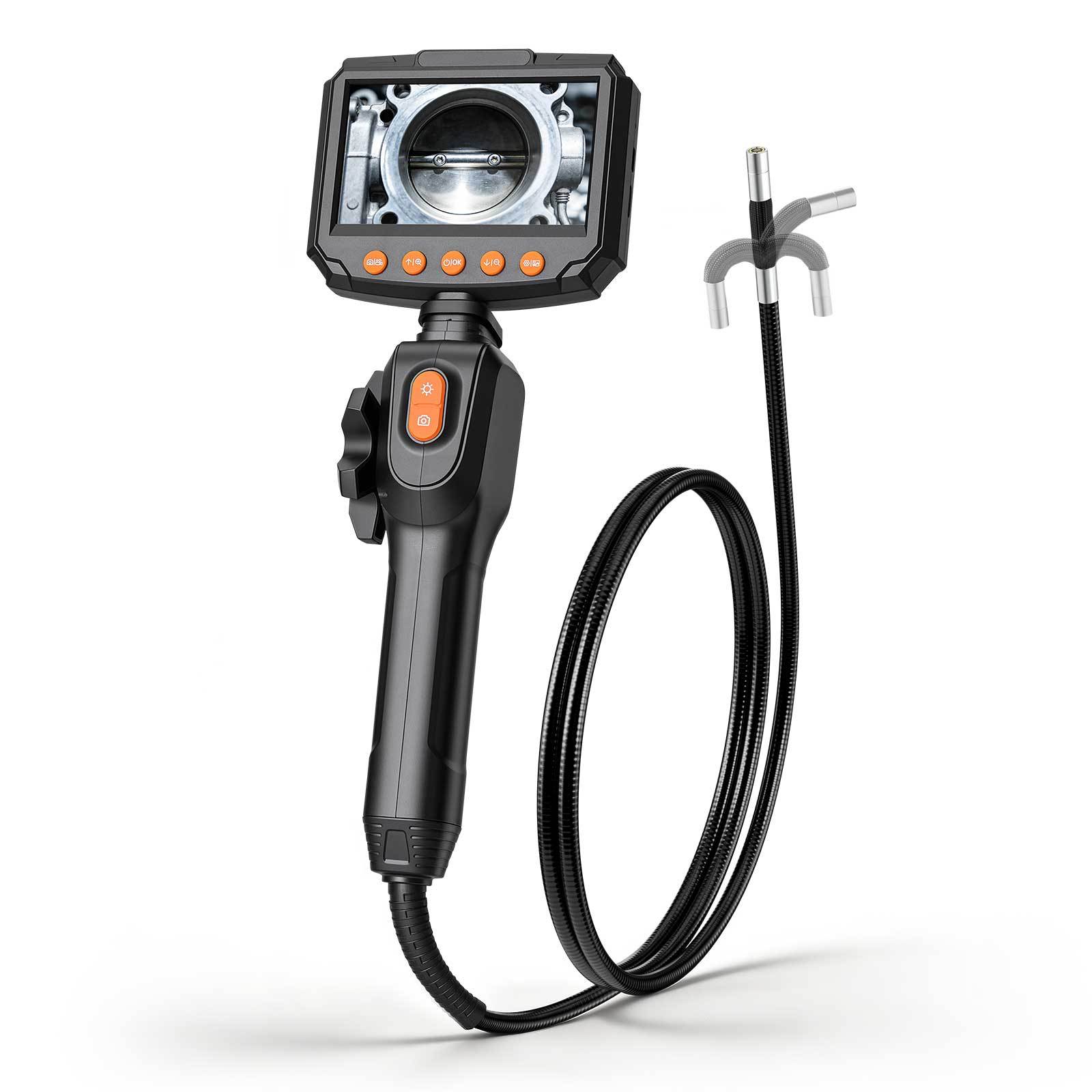 Vevor Articulating Endoscope With Light, Articulated Borescope Camera, 4.3" Hd Ips Screen, 1280 X 720 Lens, 8x Zoom, Inspection Camera For Auto, Plumbing (4.9ft Cable)