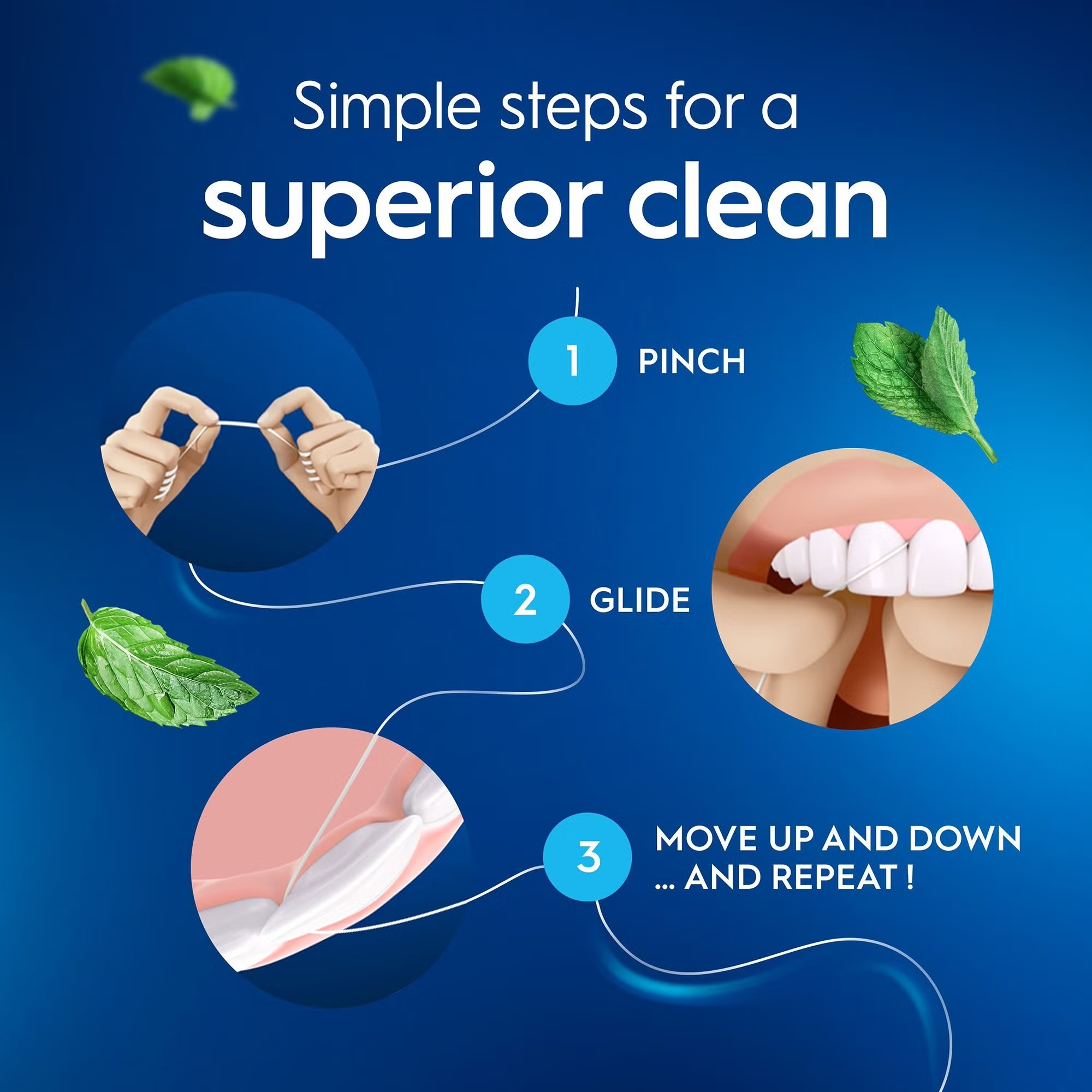 3 x Oral B Essential Mint Waxed Dental Floss, 50m Each