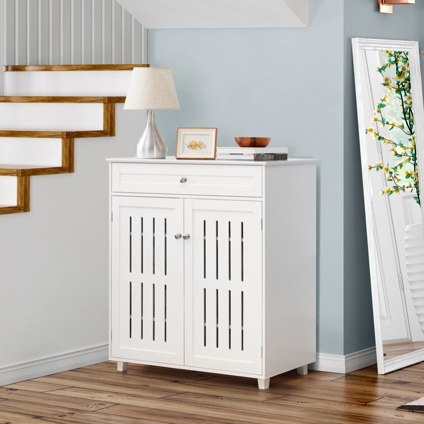 Modern 4-Tier Shoe Cabinet with Drawer, Adjustable Shelves