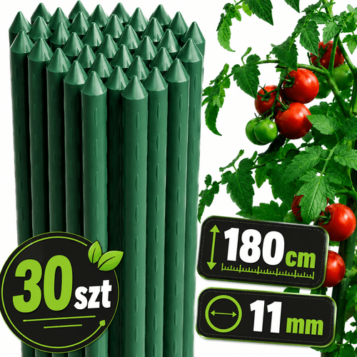 tomato stakes 30 pcs 180 cm steel garden supports for plants stakes for tomatoes roses and flowers stakes for climbing plants and vegetables resistant coated metal garden supports stable stakes for garden plots and greenhouses plant supports for and support garden accessories for vegetables and flowers