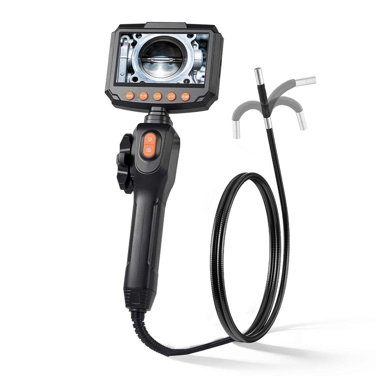 Image of Vevor Articulating Borescope Camera With Light, Articulated Endoscope, 0.24" Slim Lens, 4.3" Ips Screen, 8x Zoom, Inspection Camera For Auto, Mechanical Equipment (4.9ft Cable)