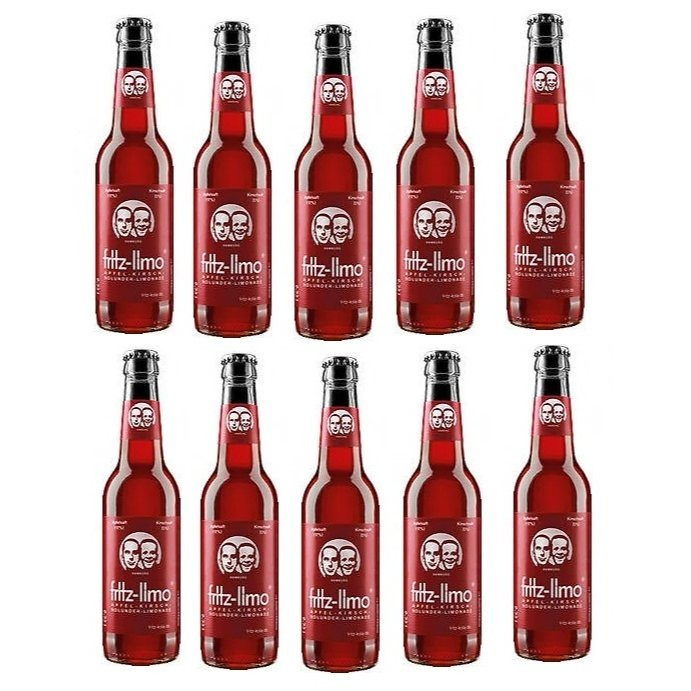 Image of 10 Bottles Of Fritz Limo, 0.33l Cherry Elderflower Soda Including Deposit