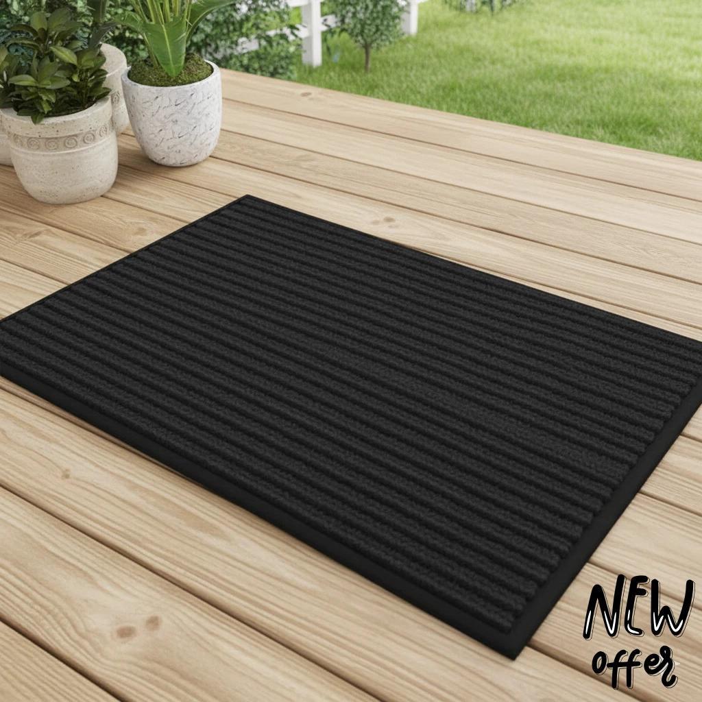 TEMU 1pc 60 X 90 Cm Heavy-duty 2 Stripes Rubber Mat – Extra Large Durable Pvc Floor Mat With Rubber Backing, Easy To Clean, Anti-slip & Long-lasting,