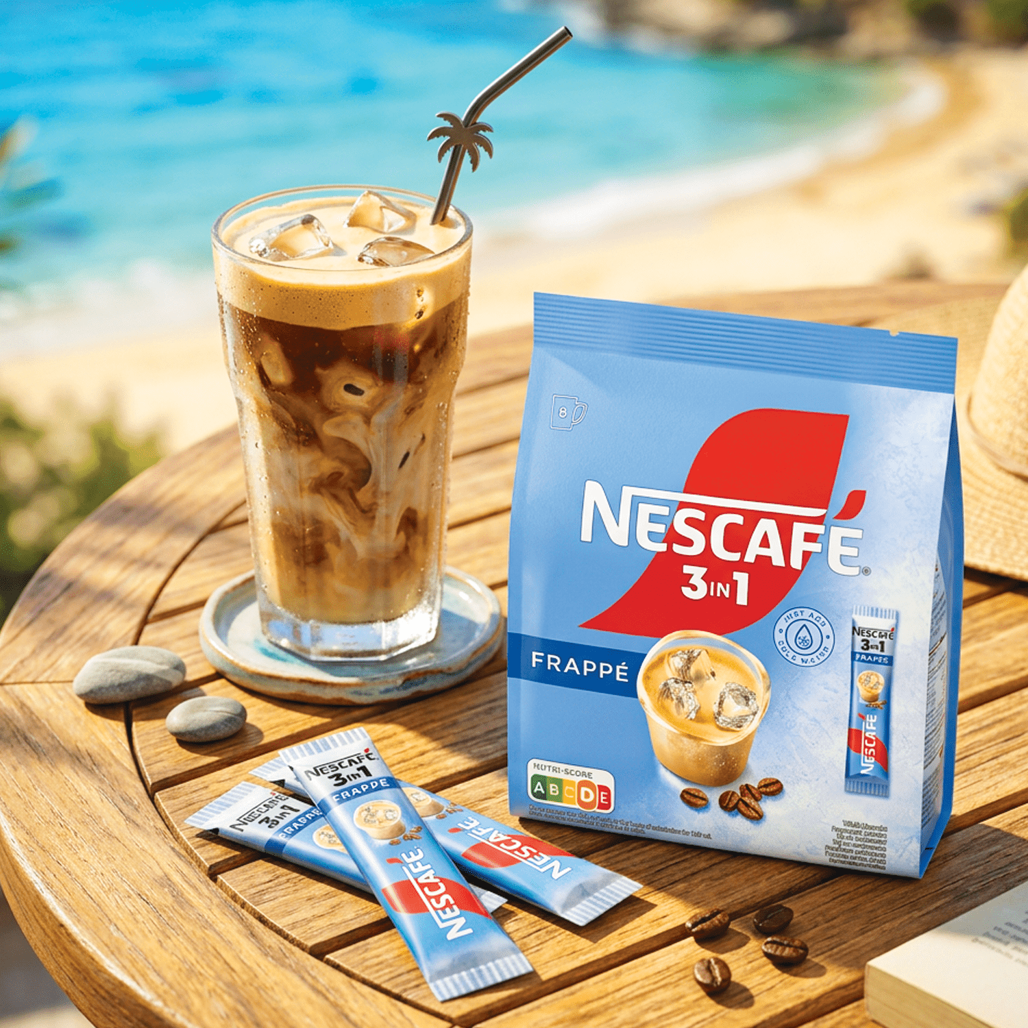 Image of Nescafé 3-in-1 Frappe Stick - Instant Coffee Drink For Cold Enjoyment 8 Sticks X 15g
