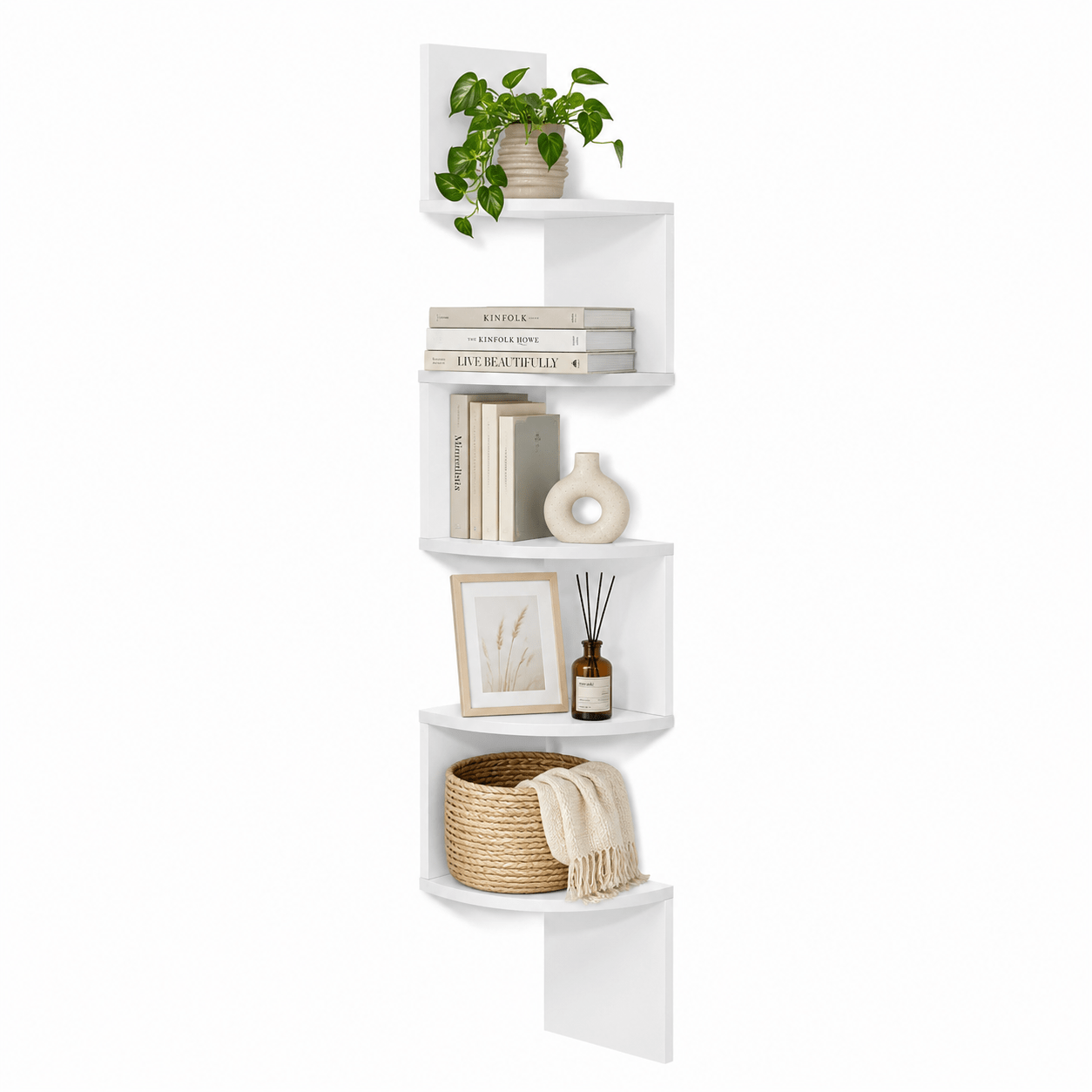 Image of Wall-mounted 5-tier Space- Shelf For Home - Floating Wall-mounted Bracket, Modern Bookshelf For Kitchen, Bedroom, Living Room And Office, Dimensions 20 X 20 X 126 Cm, Home Accessories
