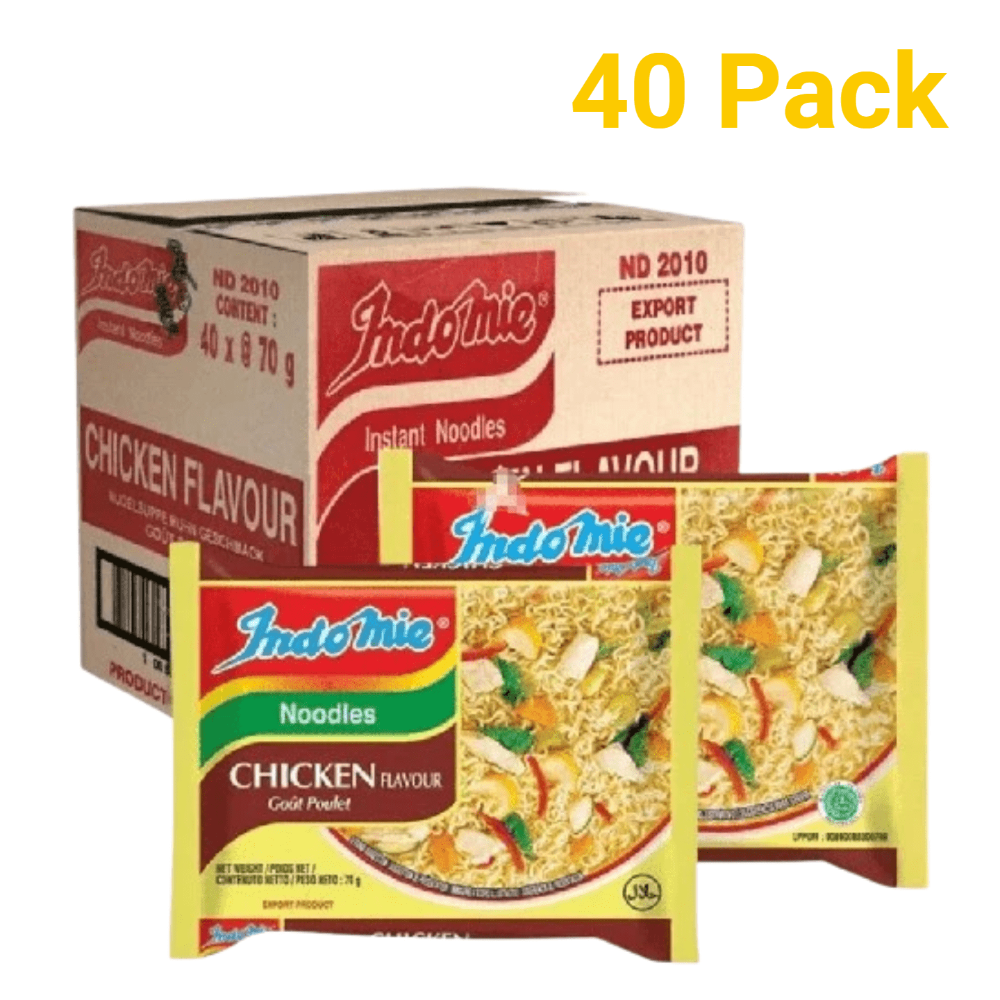 40x70g Indomie Chicken Flavor Noodles – Instant Noodles With Chicken Taste In Bulk Pack, Aromatic And Delicious Meals For Home And On-the-go – Classic For Asian Lovers And Quick Dishes