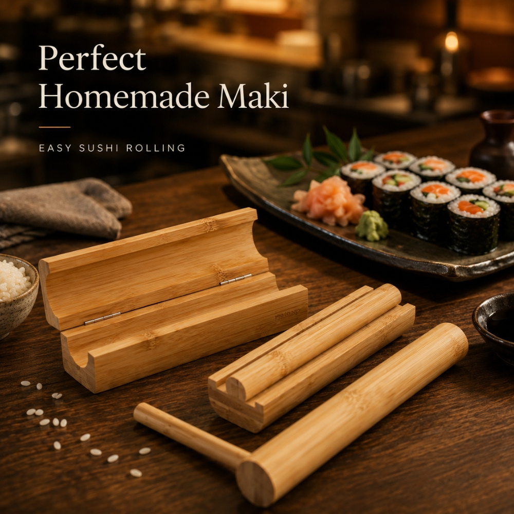 Image of 3-piece Bamboo Sushi Maker Set – Bamboo – Mold – Diy Sushi Set For Easy Sushi Rolls – Sushi Accessories, Sushi Roller & Homemade Sushi Maker
