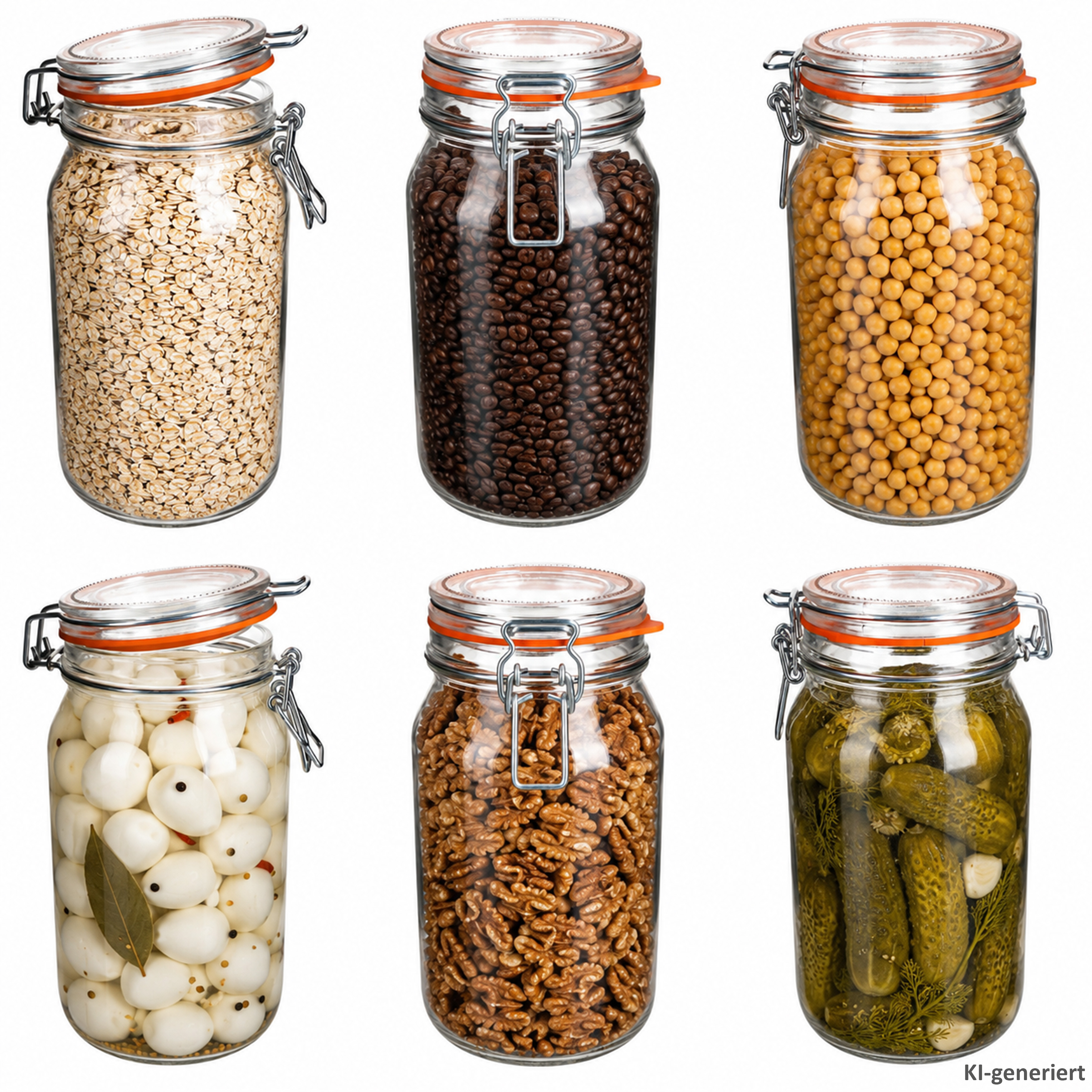 6-pack Odin 1.5 Liter Airtight Clip-top Canning Jars For Preserving And Storage
