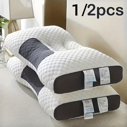 1 2pcs sleep neck pillow bounce pillow ergonomic contour pillows zipper closure breathable comfortable bed pillow for adults