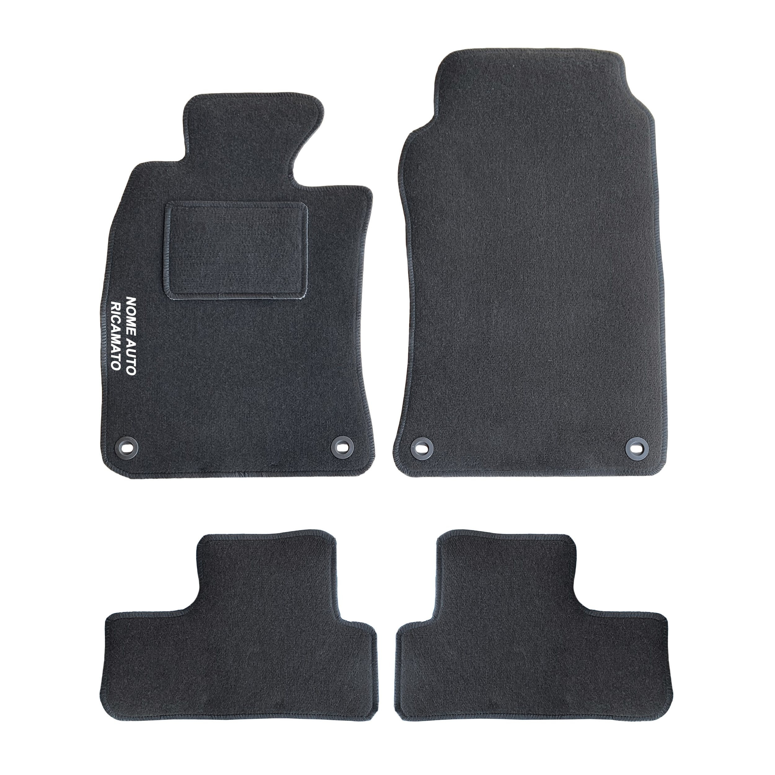 TEMU Car Mats Compatible With Mini (2001-2023) With 4 Fixing Clips, In Black Carpet, Complete Set Of 4 Pieces With Kick Plate And Threaded Edging,