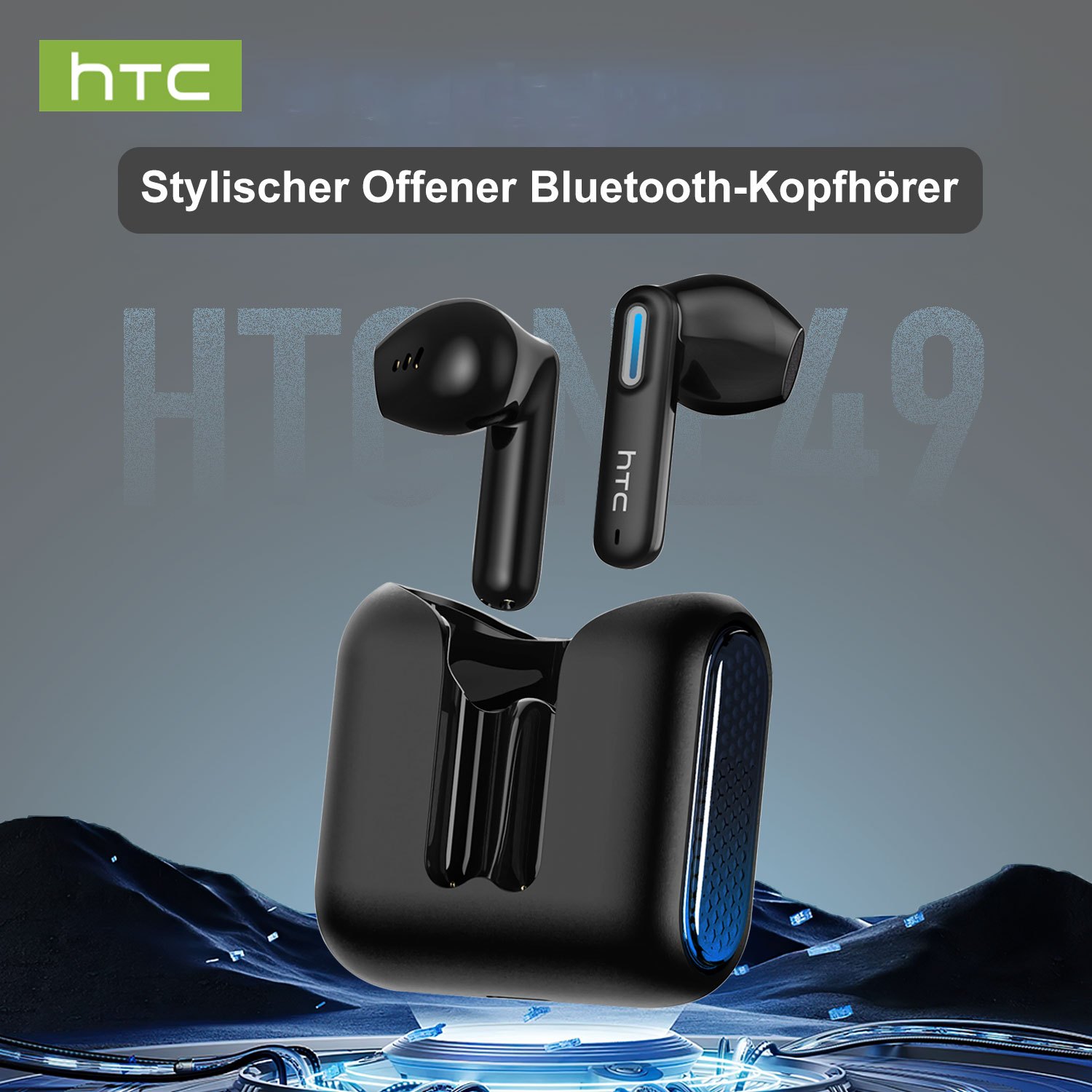 Htc Ne49 Tws Wireless Translation Headphones With Multilingual Recognition, High-definition , Noise Cancellation, Built-in Microphone, Suitable For Business Calls, Fitness, And Multilingual Speakers