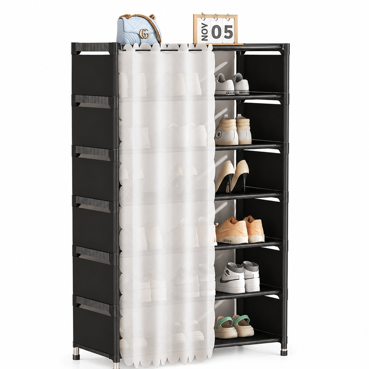 TEMU Scarpiera Salvaspazio 7 Ripiani con Antipolvere �� Mobile Porta Scarpe Moderno in Tessuto e Struttura Rinforzata 58X26X110CM