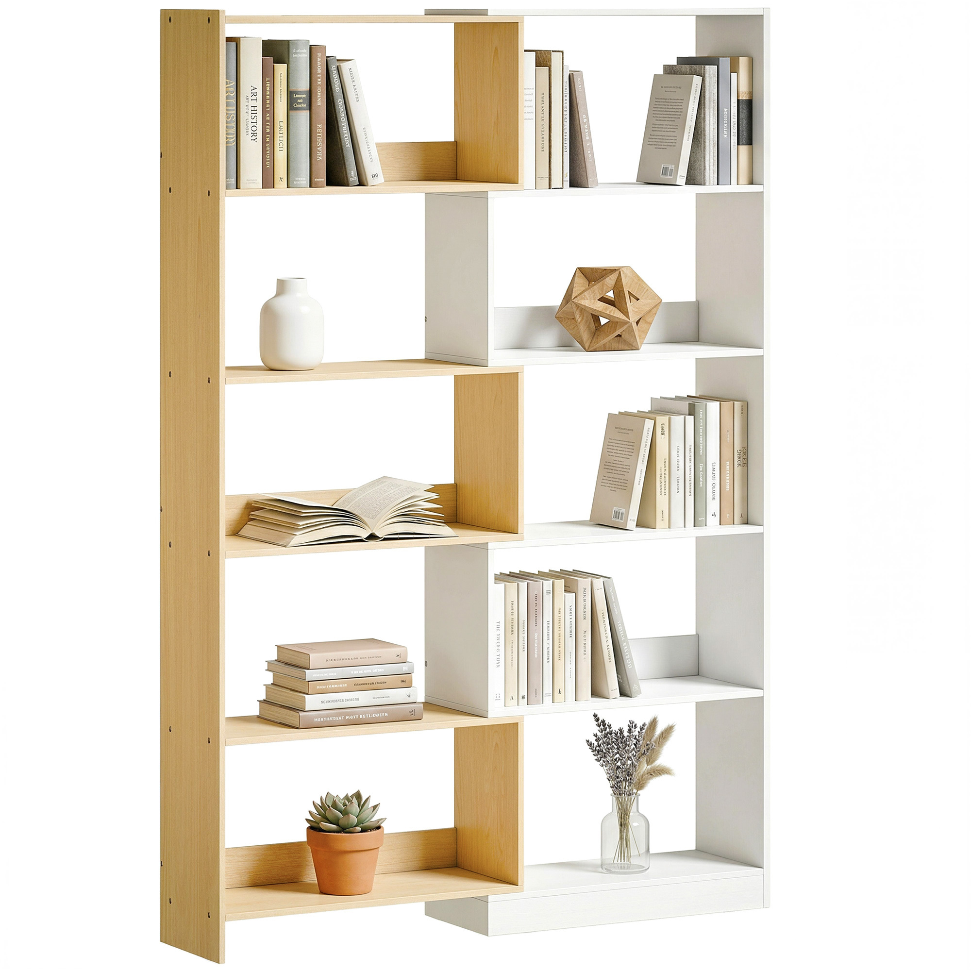 TEMU d'angle rotative 350° à 5 niveaux, étagère de rangement extensible L, 60-111x24x164cm, style moderne, meuble de rangement pour salon, bureau,