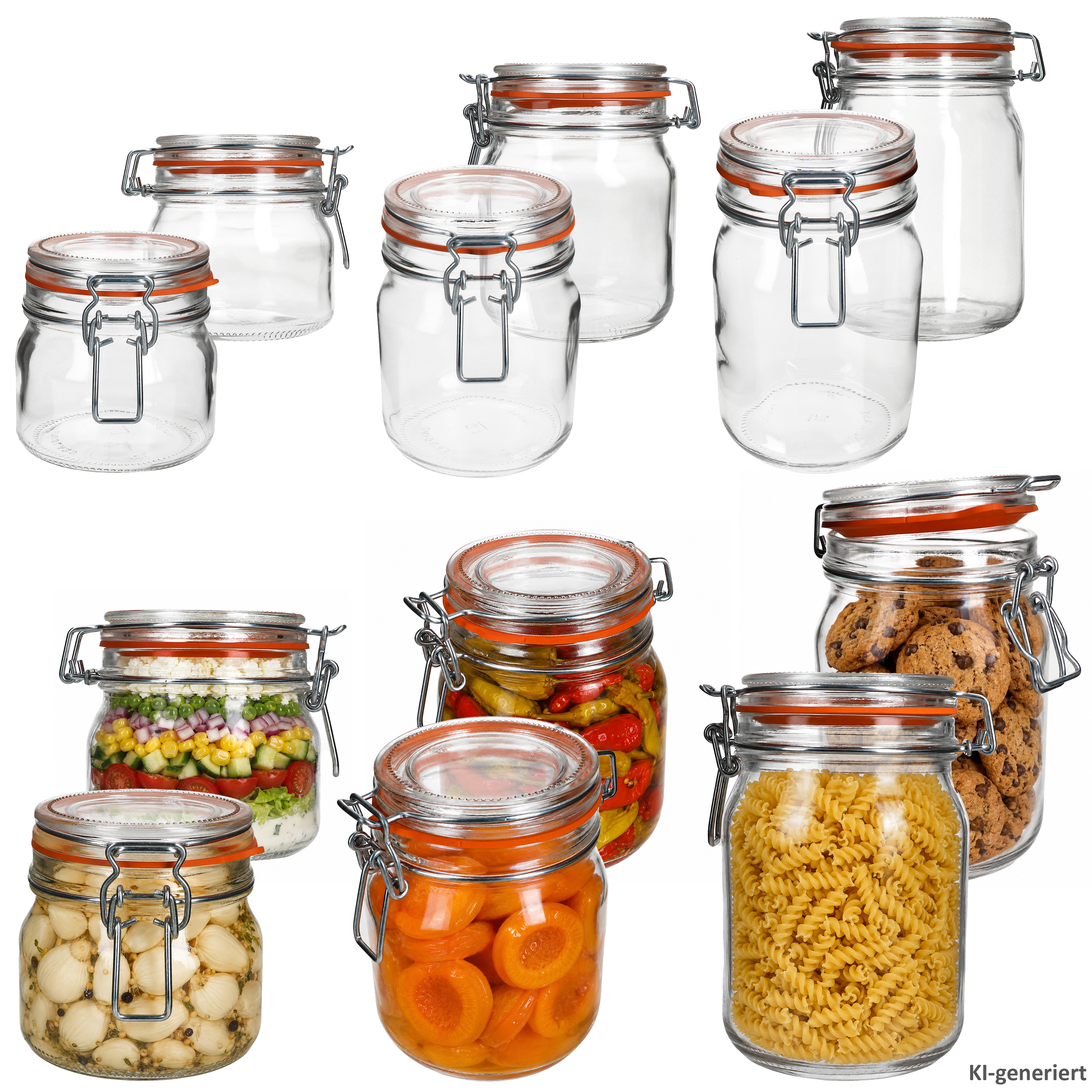 12pcs Canning Jar Set Odin, 4x 1l, 0.75l & 0.5l Lid Airtight Storage Jar For Canning