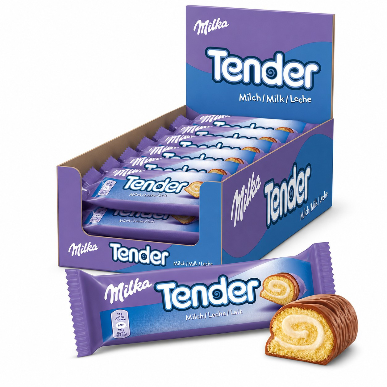 Milka Tender Milch 21 X 37 G – Delicate Cake Snack With Milk Cream And Alpine Milk Chocolate