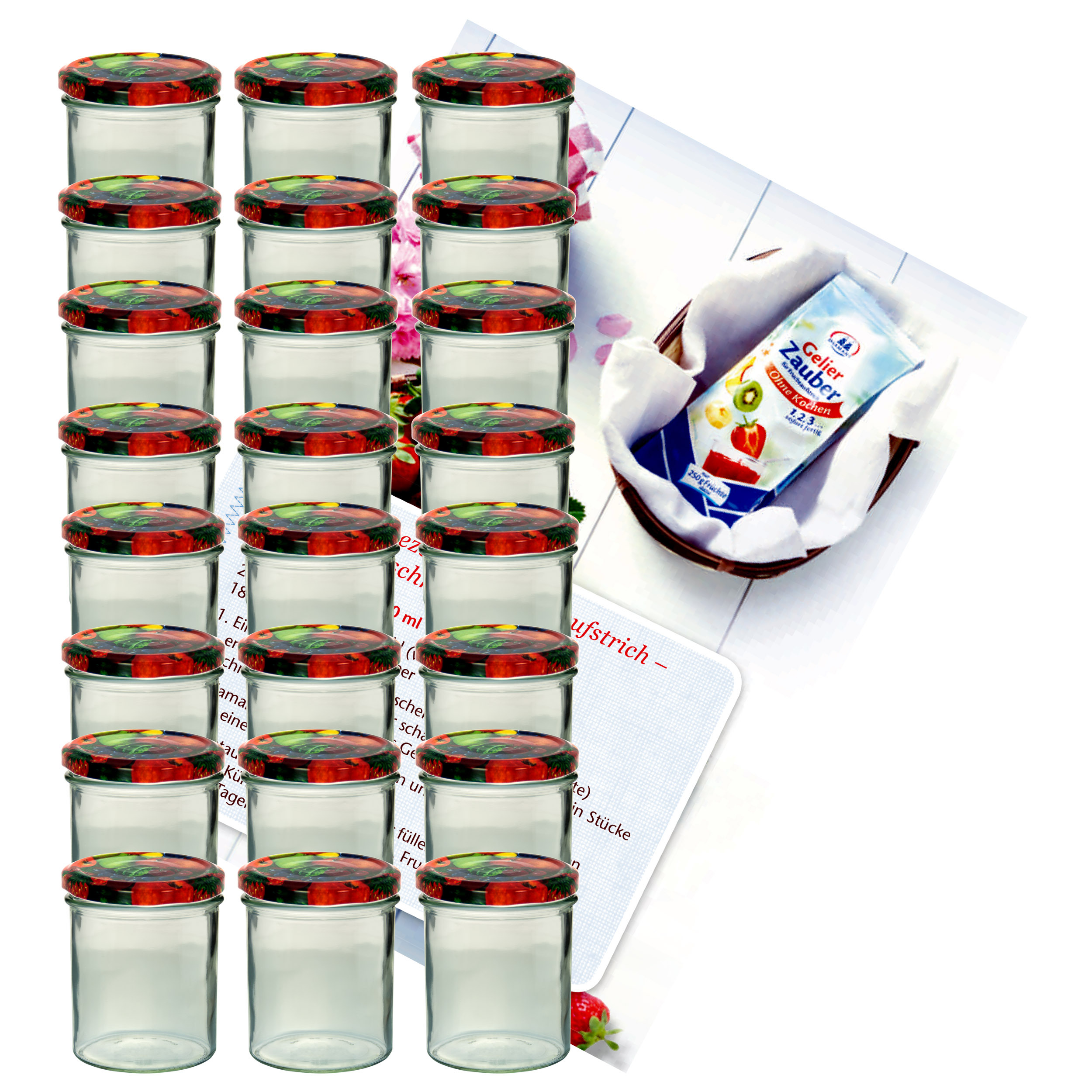 25-delige set Tumbler Glazen 350 ml tot 82 Fruit Deksel Inclusief Diamant Receptenboek