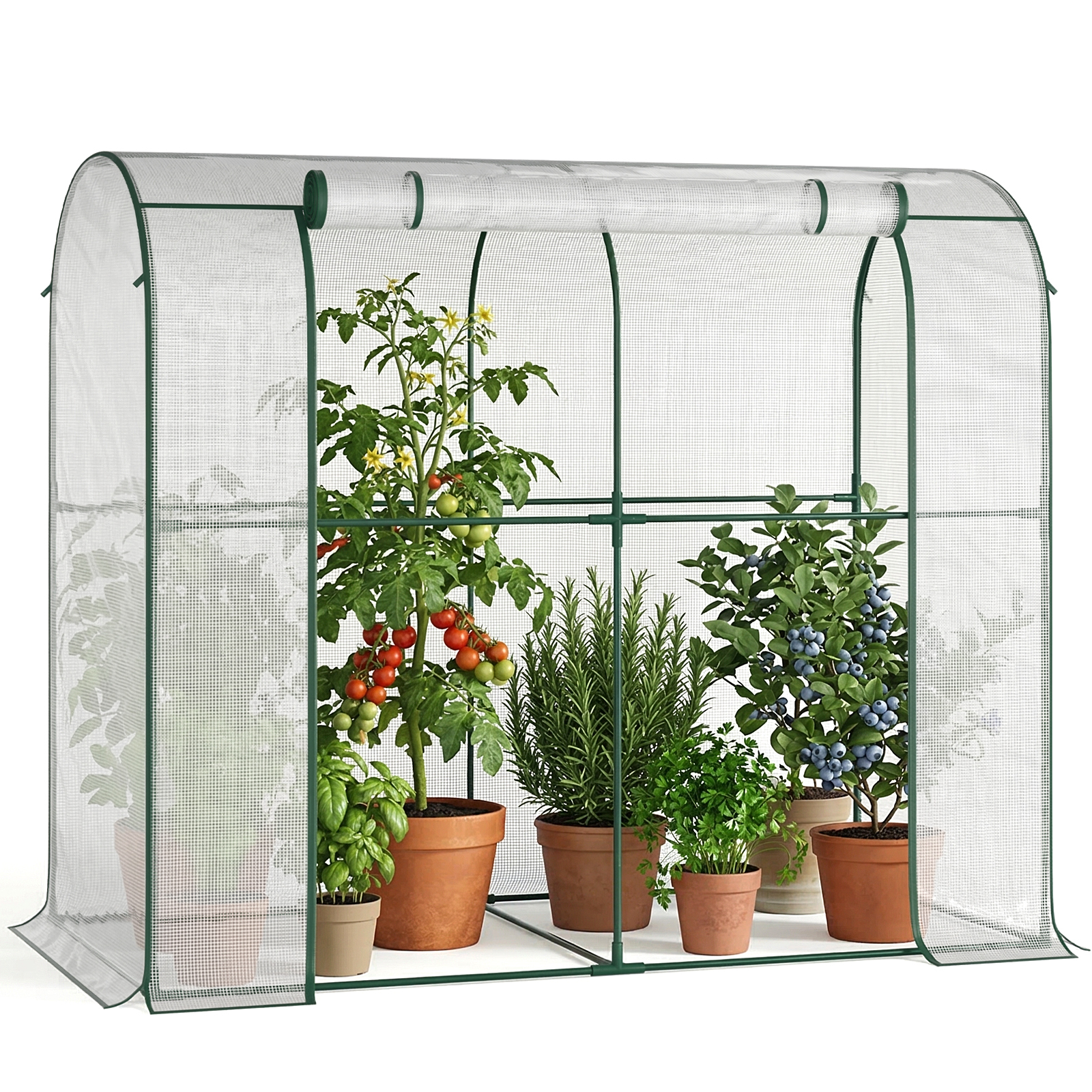 Tomato Greenhouse, 200 X 100 X 170 Cm Foil Greenhouse With Roller Door And Wind Rope – For Balcony Outdoor, White