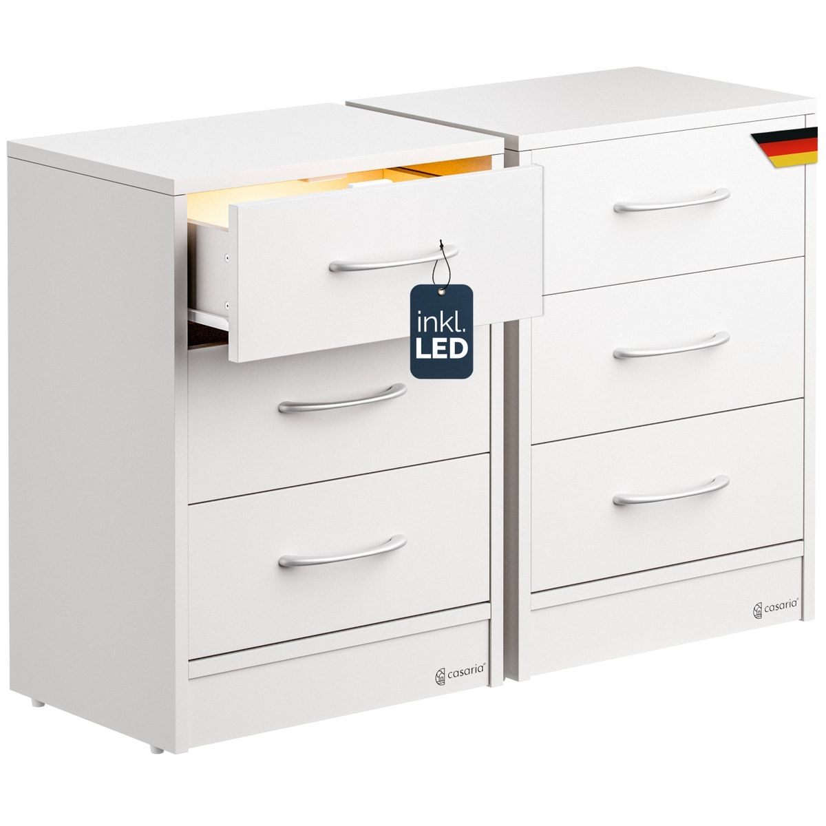 Nightstand Led 3 Drawers Cable Management Wall Mount Box Spring Bed Bedroom Nightstand Night Console Night Commode Wood 54x39x28cm